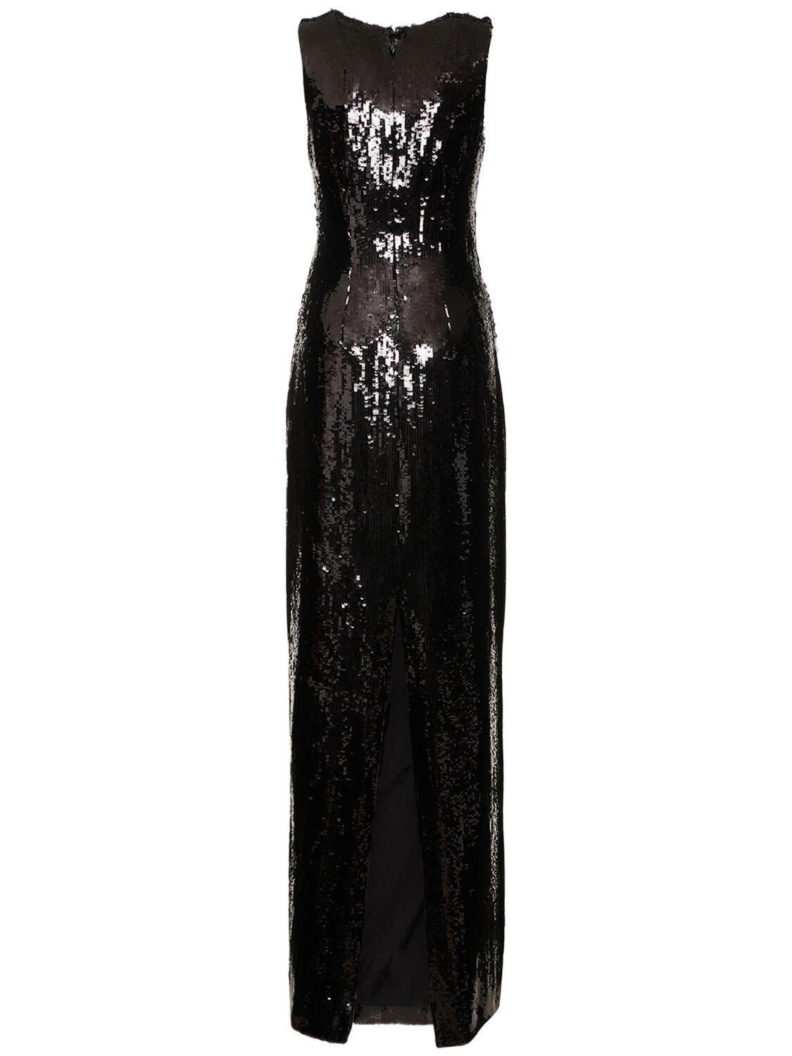 Shop Brandon Maxwell Sequined Sleeveless Long Dress In Black
