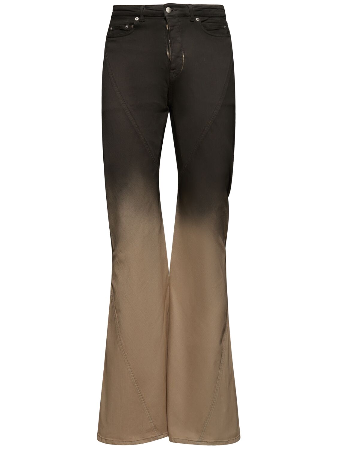 Rick Owens Bias Bootcut Faded Cotton Denim Jeans In Black,pearl