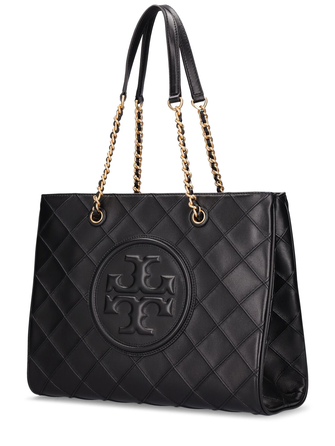 Shop Tory Burch Fleming Soft Leather Shoulder Bag In Black