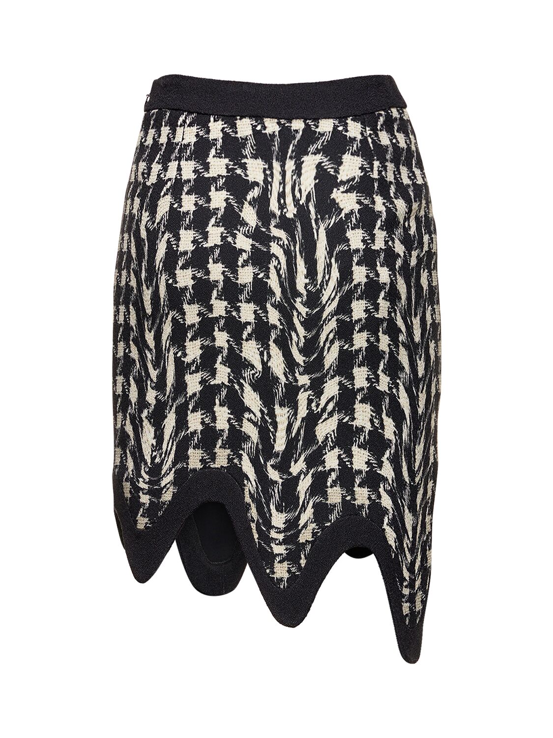 Shop Moschino Pied De Poule Wavy Mini Skirt In Black,white