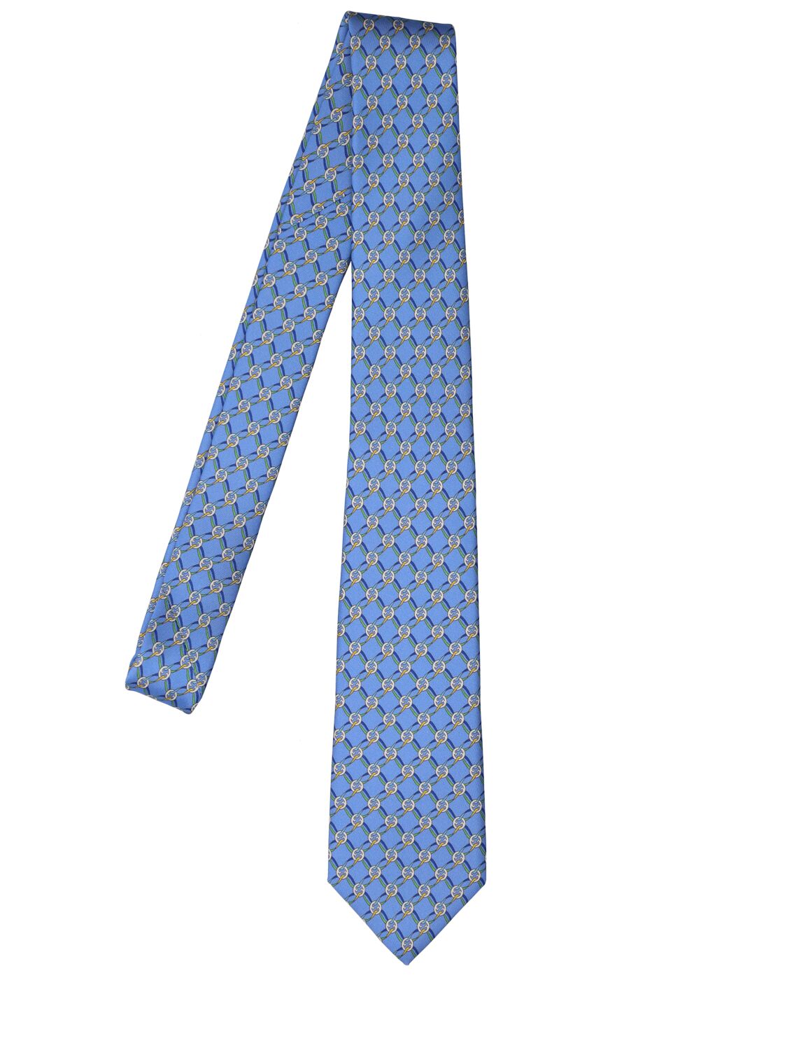 Gucci 7cm Blonde Silk Tie In Sky Blue,white