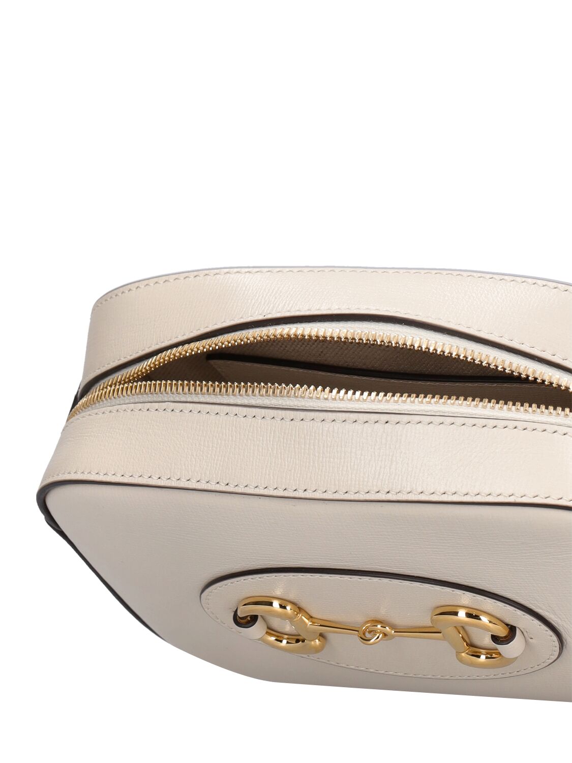 Shop Gucci Small 1955 Horsebit Leather Shoulder Bag In Mystic White