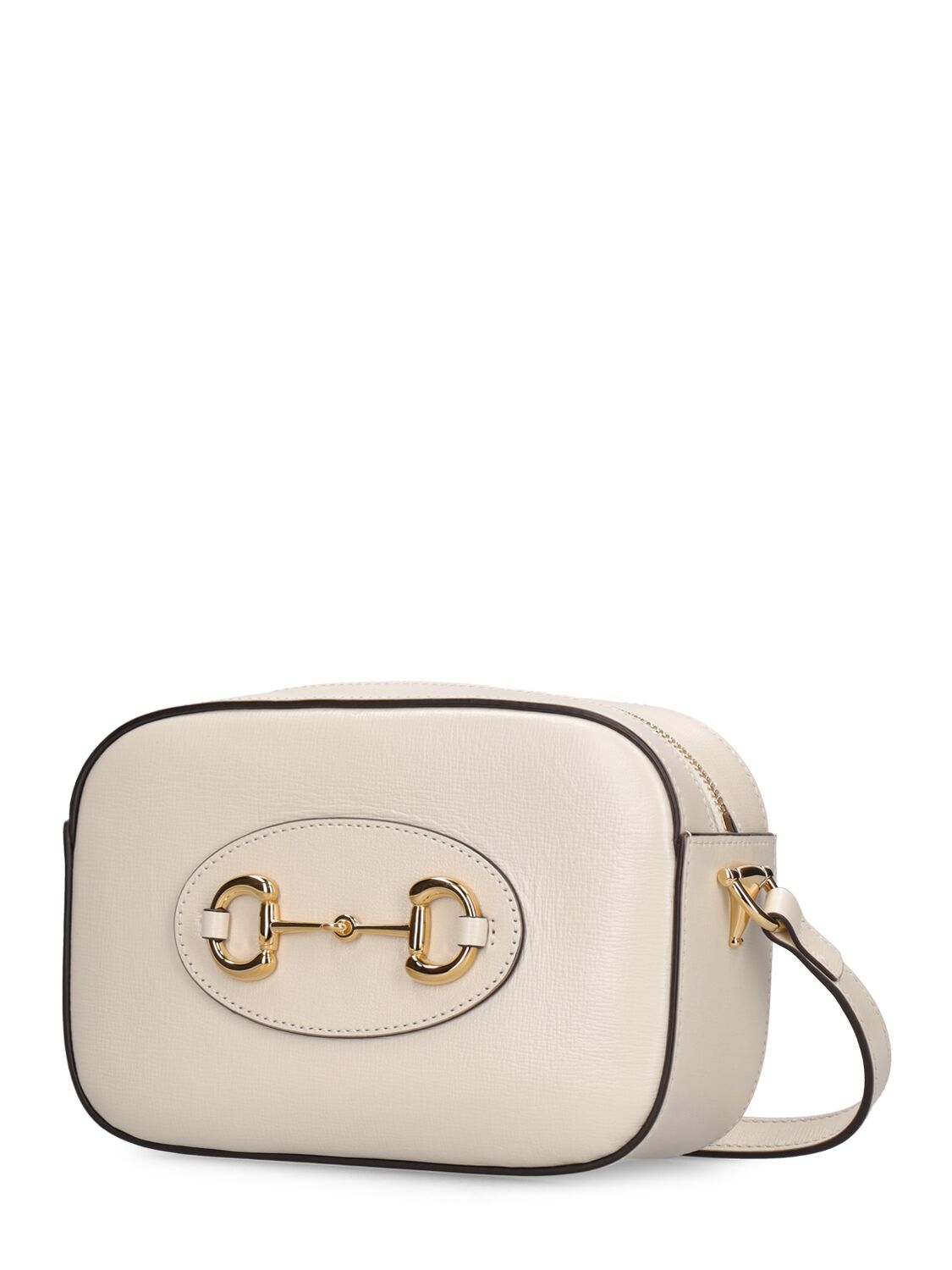 Shop Gucci Small 1955 Horsebit Leather Shoulder Bag In Mystic White