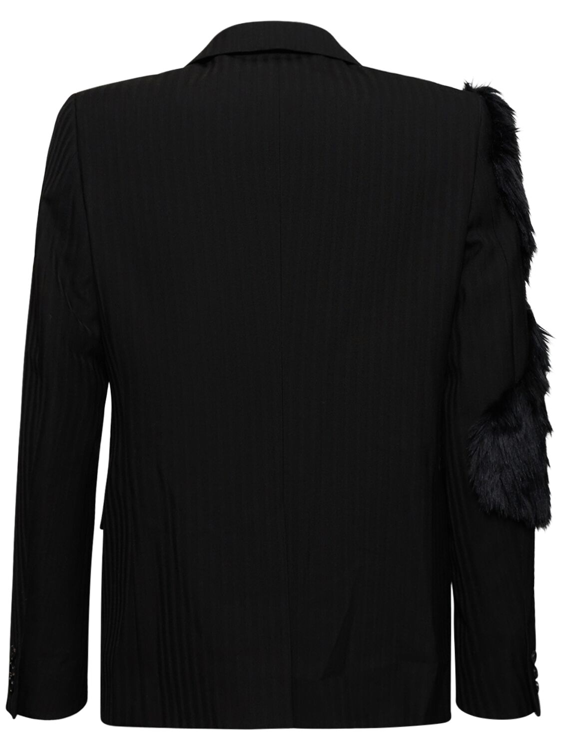 Shop Comme Des Garçons Striped Wool Herringbone Blazer In Black