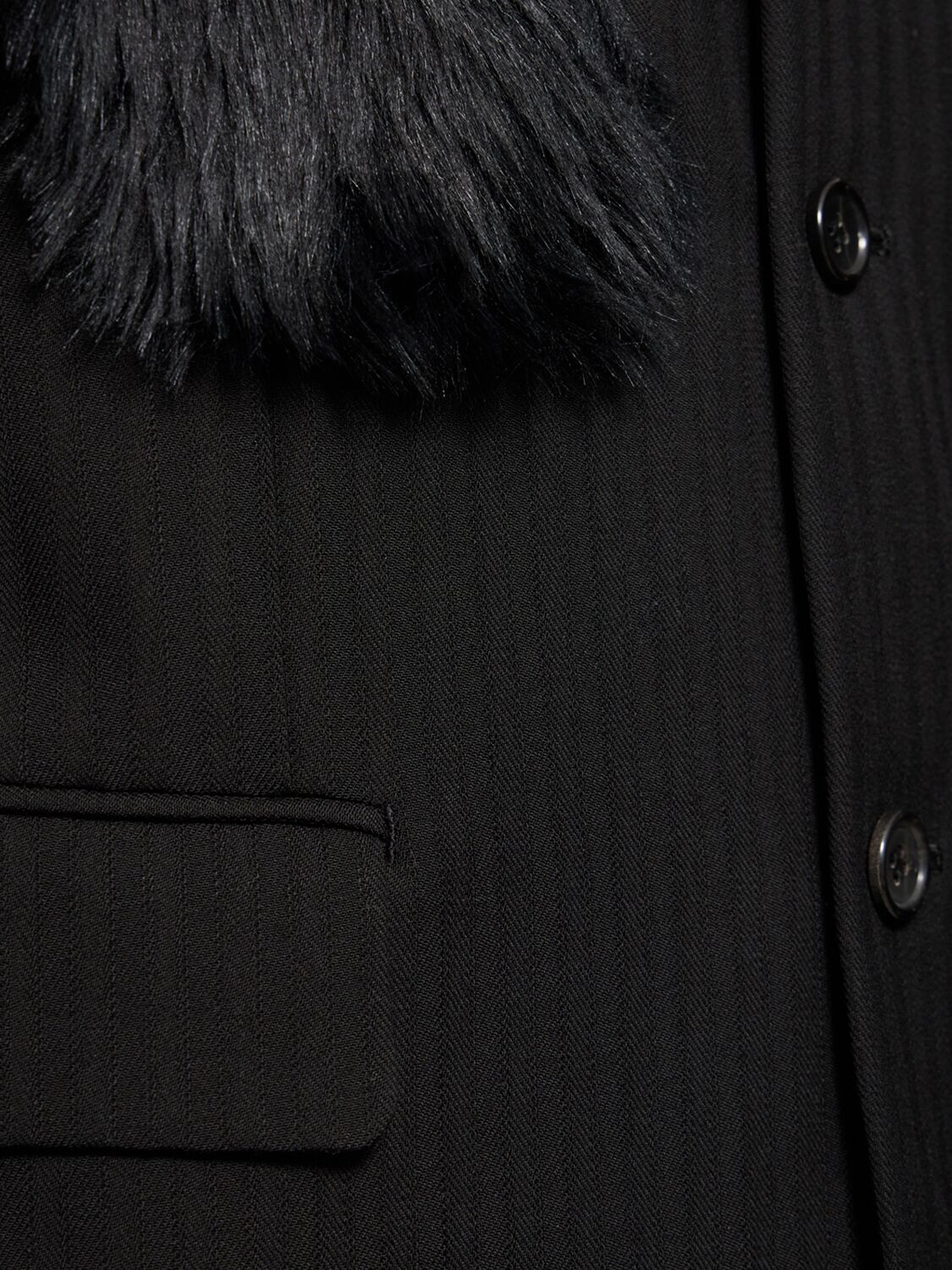 Shop Comme Des Garçons Striped Wool Herringbone Blazer In Black