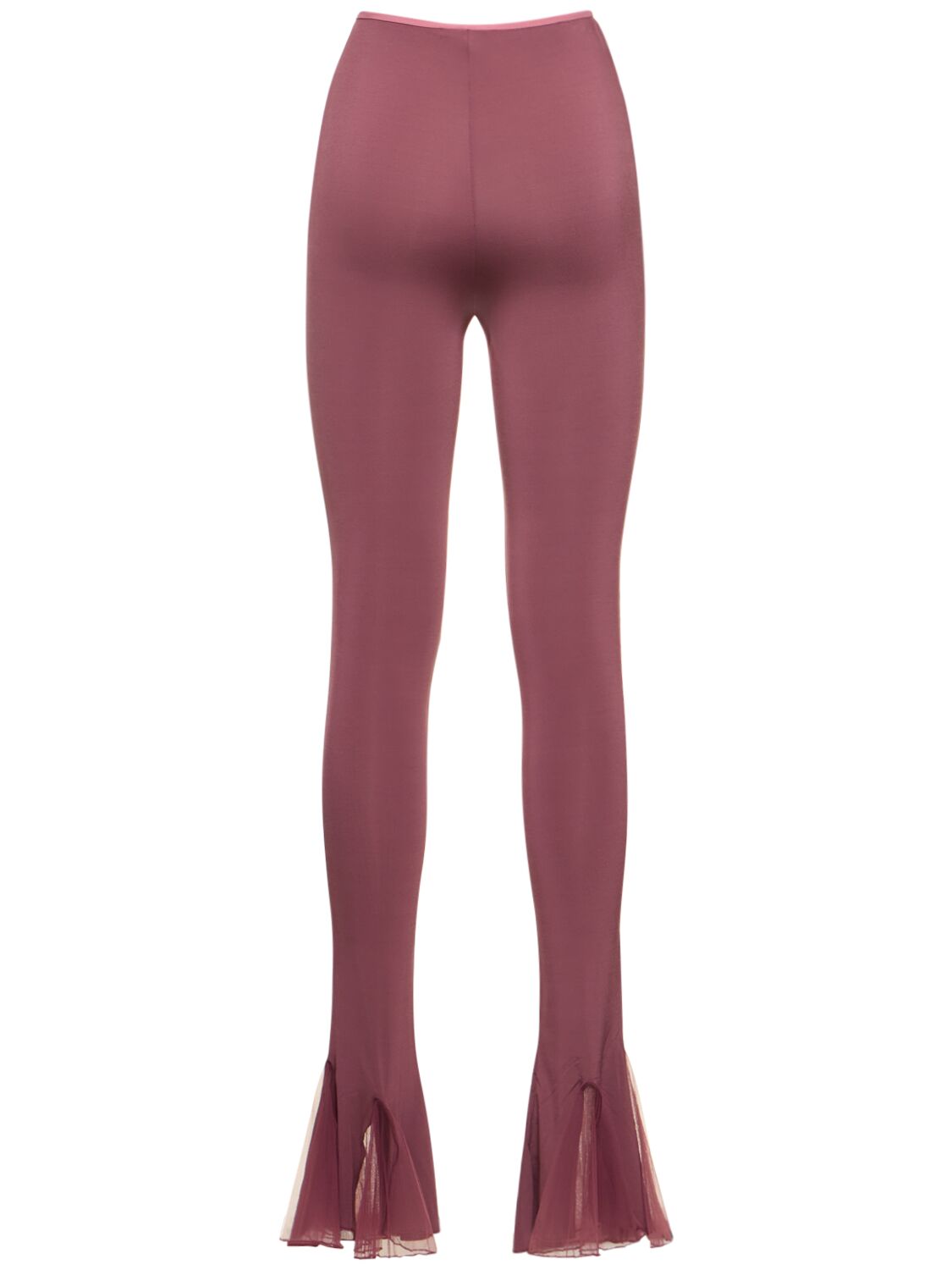 Shop Nensi Dojaka Draped High Rise Jersey Pants W/ Tulle In Purple