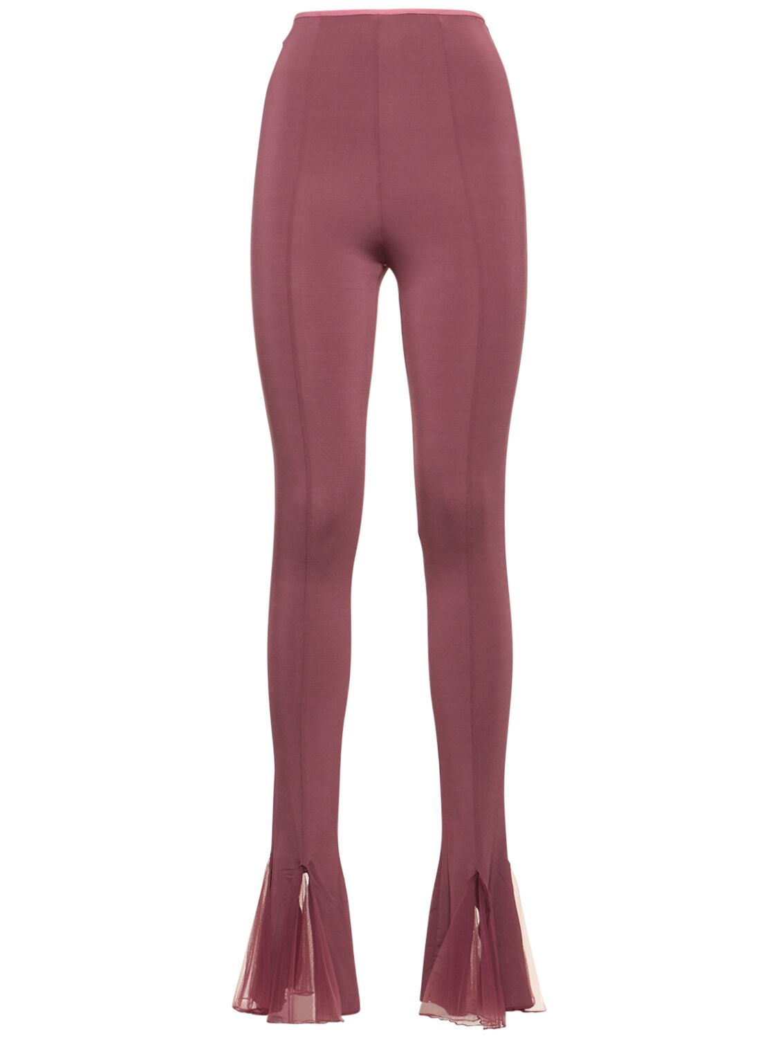 Draped High Rise Jersey Pants W/ Tulle