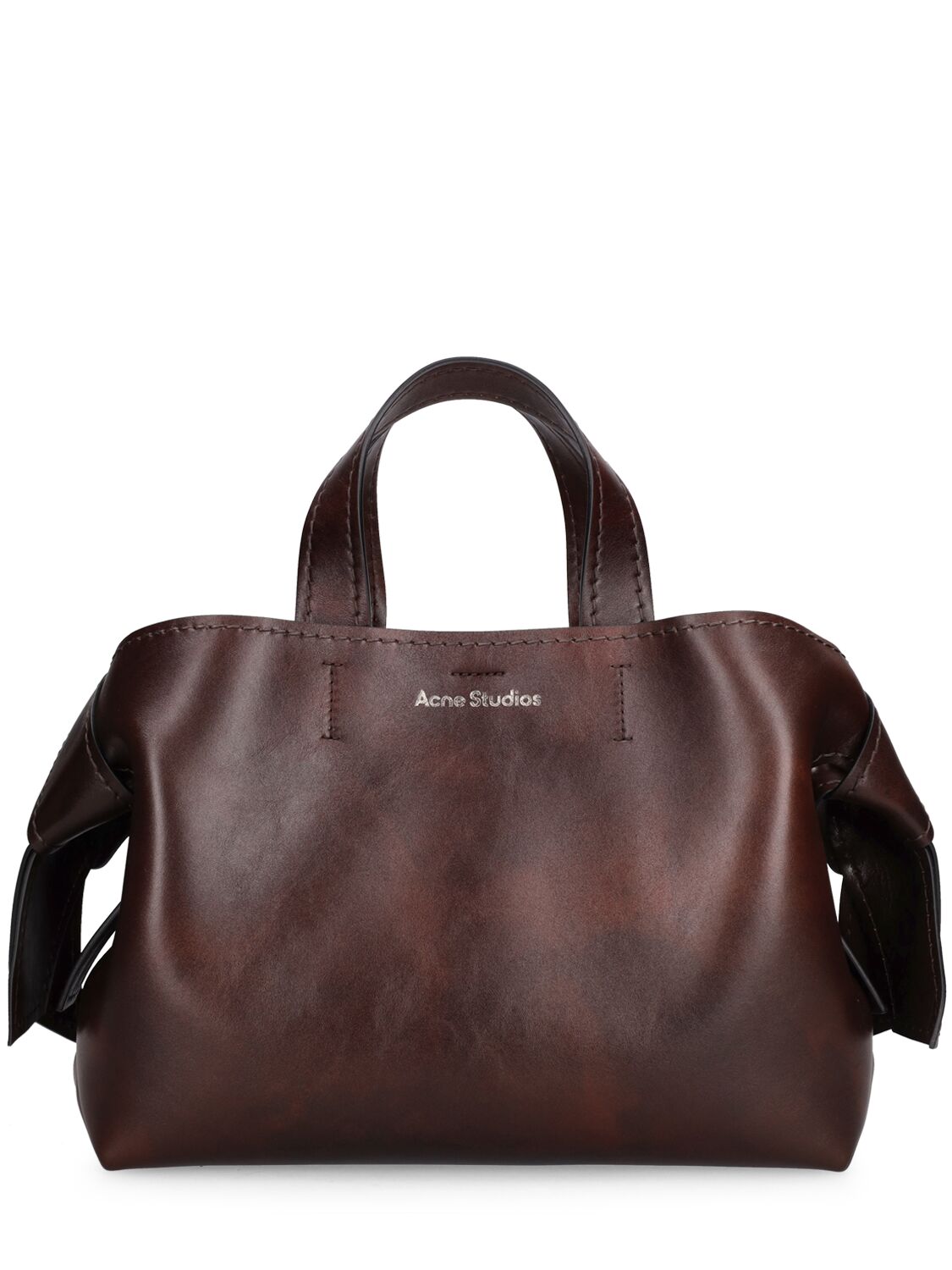 Acne Studios Ew Musubi Aged Leather Tote Bag In Dark Brown