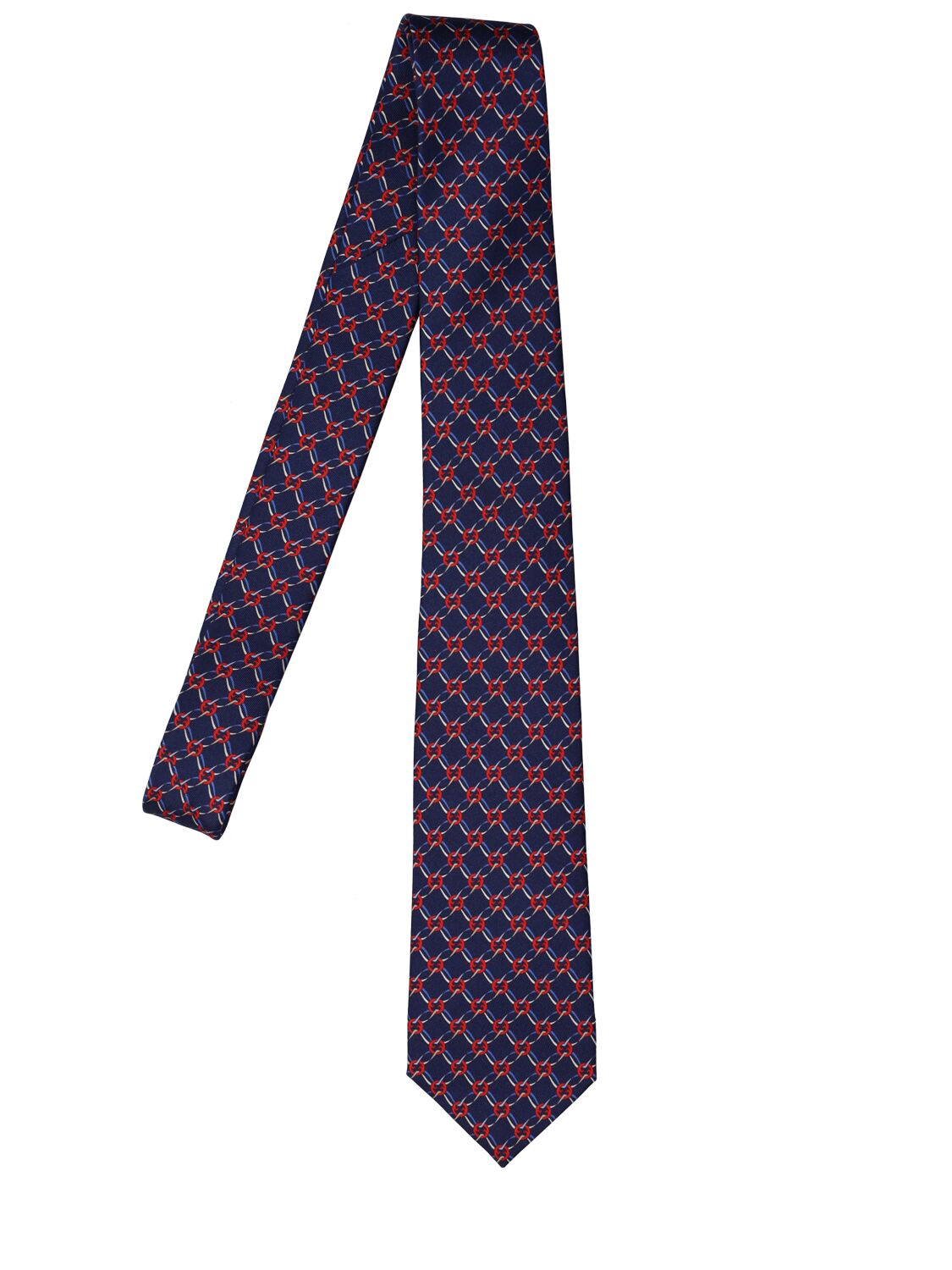 Gucci 7cm Blonde Silk Tie In Navy,red