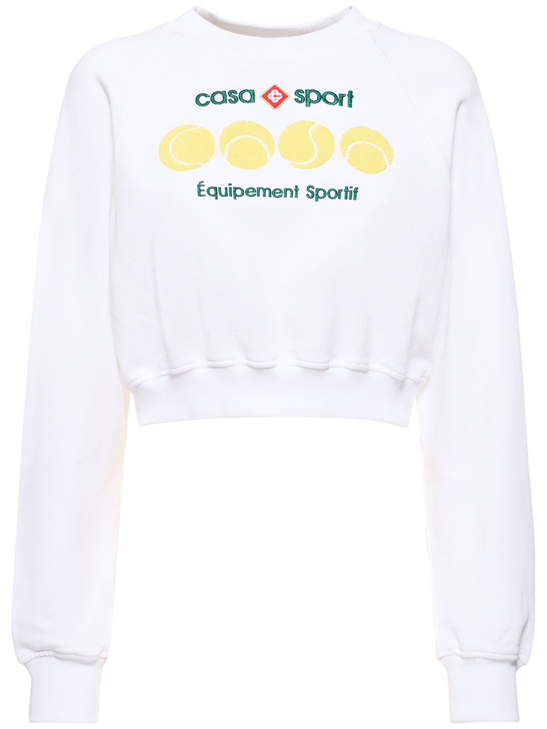Shop Casablanca Casa Sport Cropped Jersey Sweatshirt In Multicolor