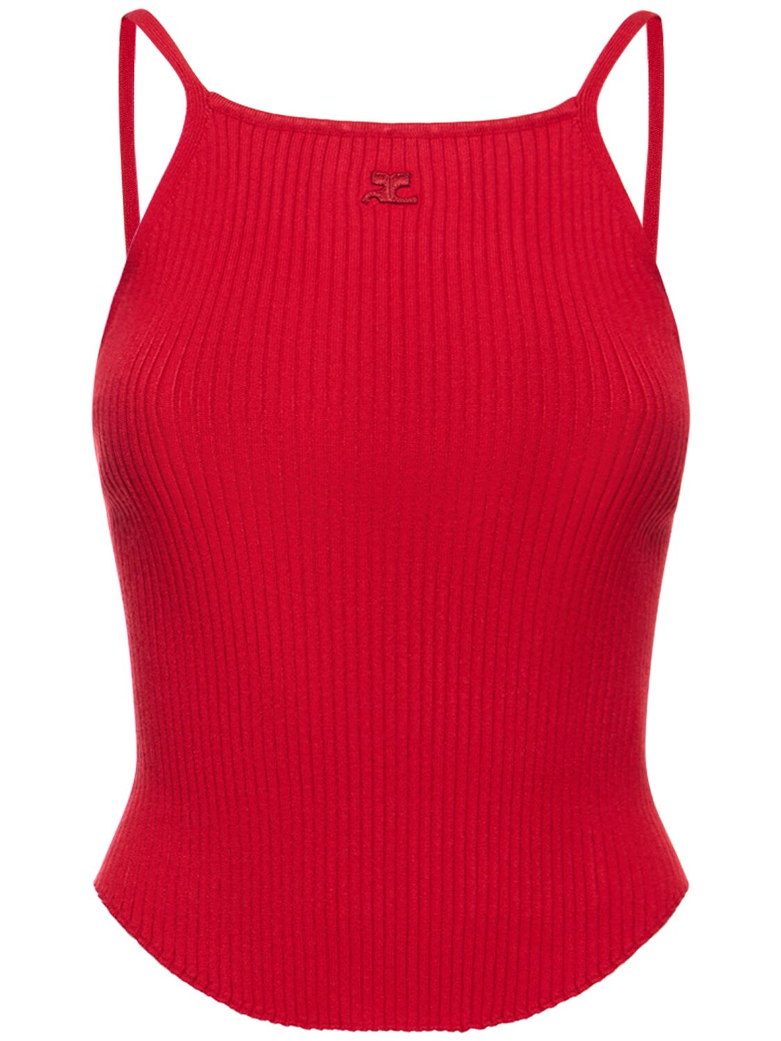Shop Courrèges Holistic Ribbed Viscose Knit Tank Top In Red