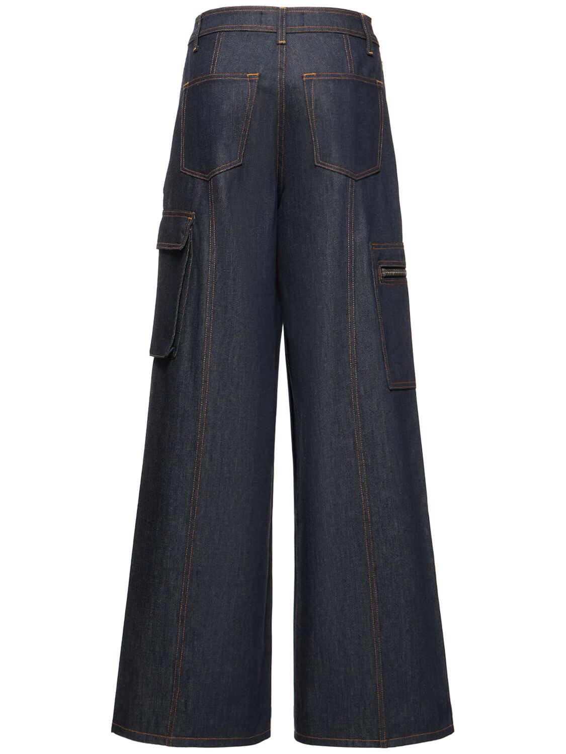 Shop Brandon Maxwell Cotton Denim Mid Rise Extra Wide Jeans