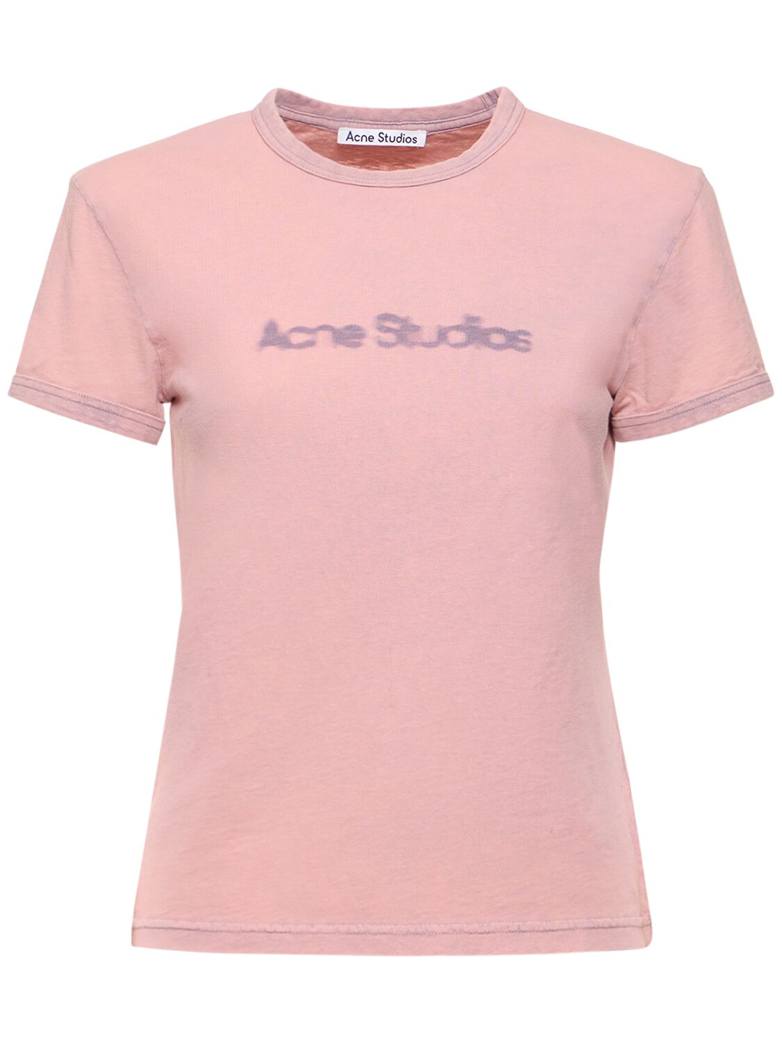 Shop Acne Studios Faded Cotton Jersey T-shirt W/logo In Faded Purple