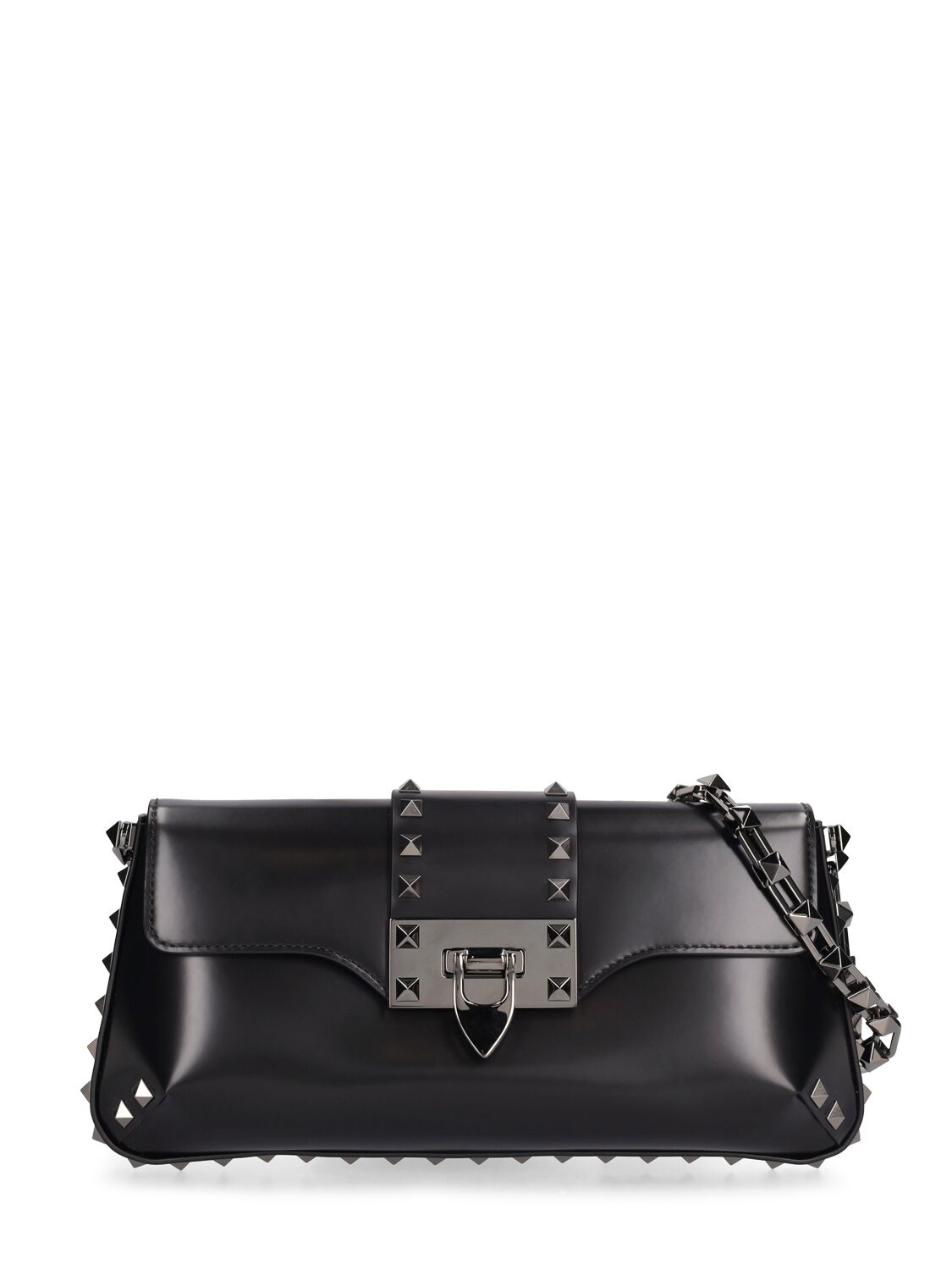 Rockstud Small Leather Shoulder Bag In Black