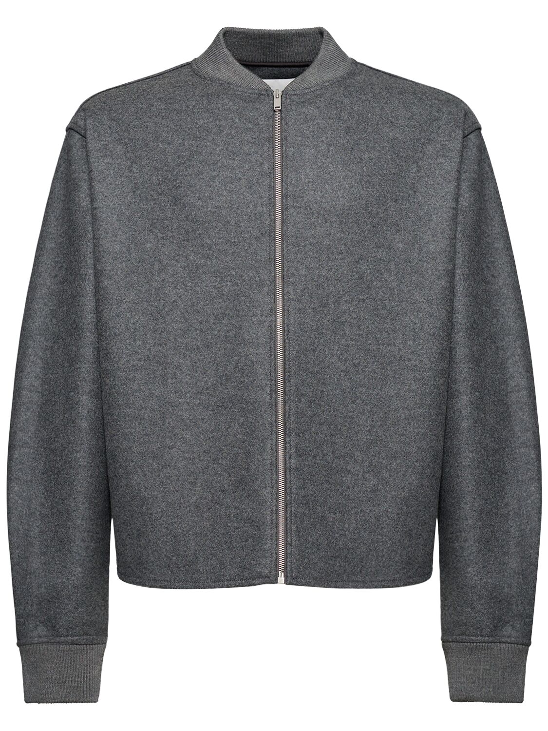Jil Sander Melton Wool Zipped Sweatshirt In Grey