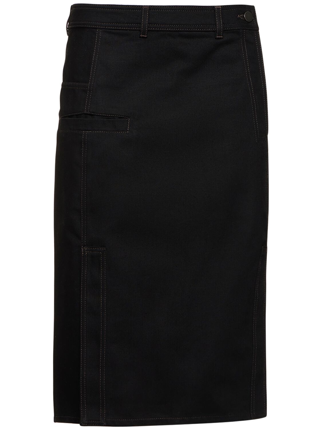 Lemaire Straight Cotton Midi Skirt In Black