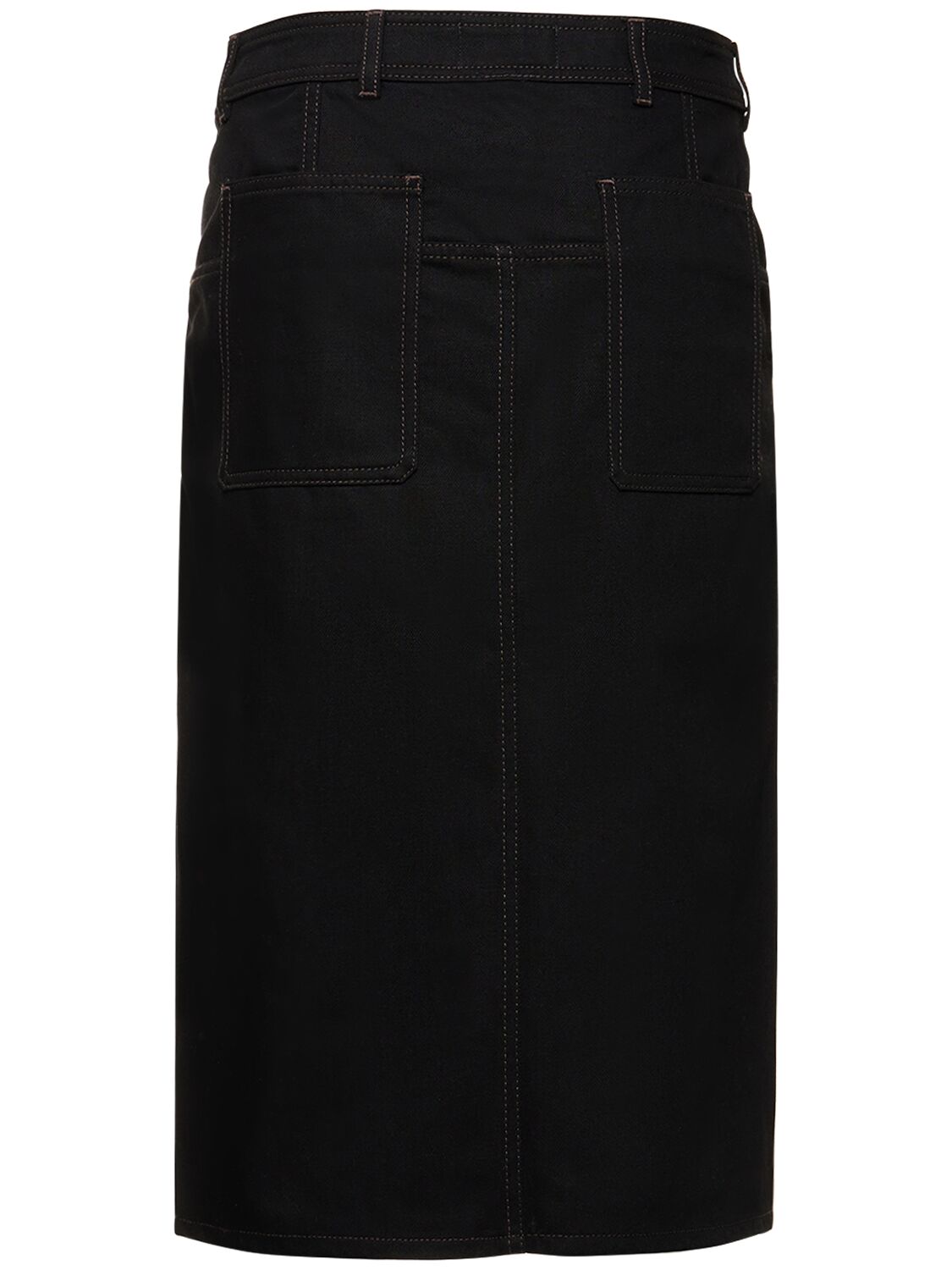 Shop Lemaire Straight Cotton Midi Skirt In Black