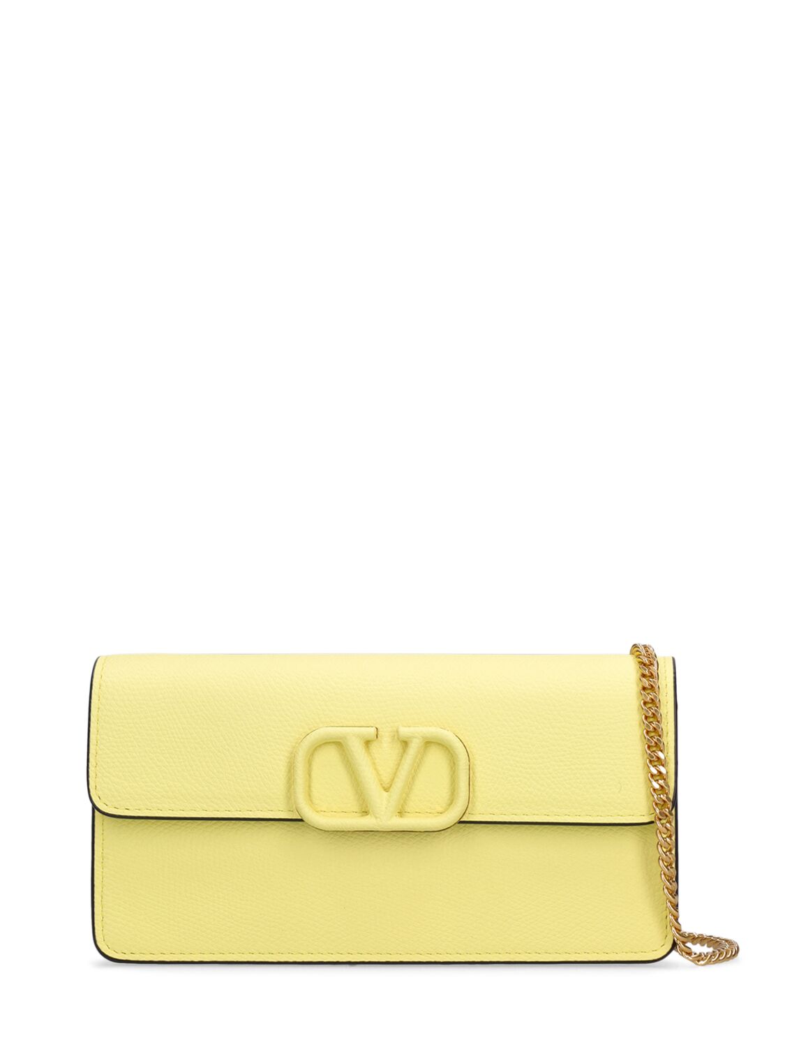 Valentino Yellow Leather VSLING Chain Compact Wallet