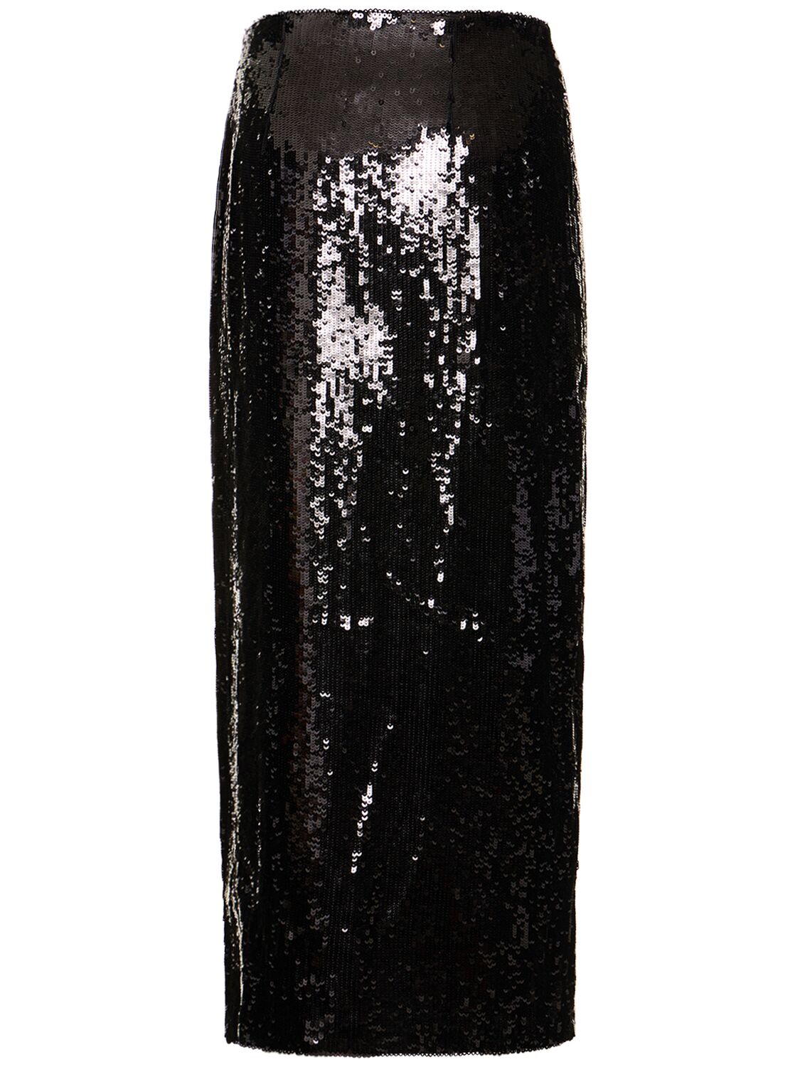 Brandon Maxwell Emery Sequined Silk Midi Skirt In Black