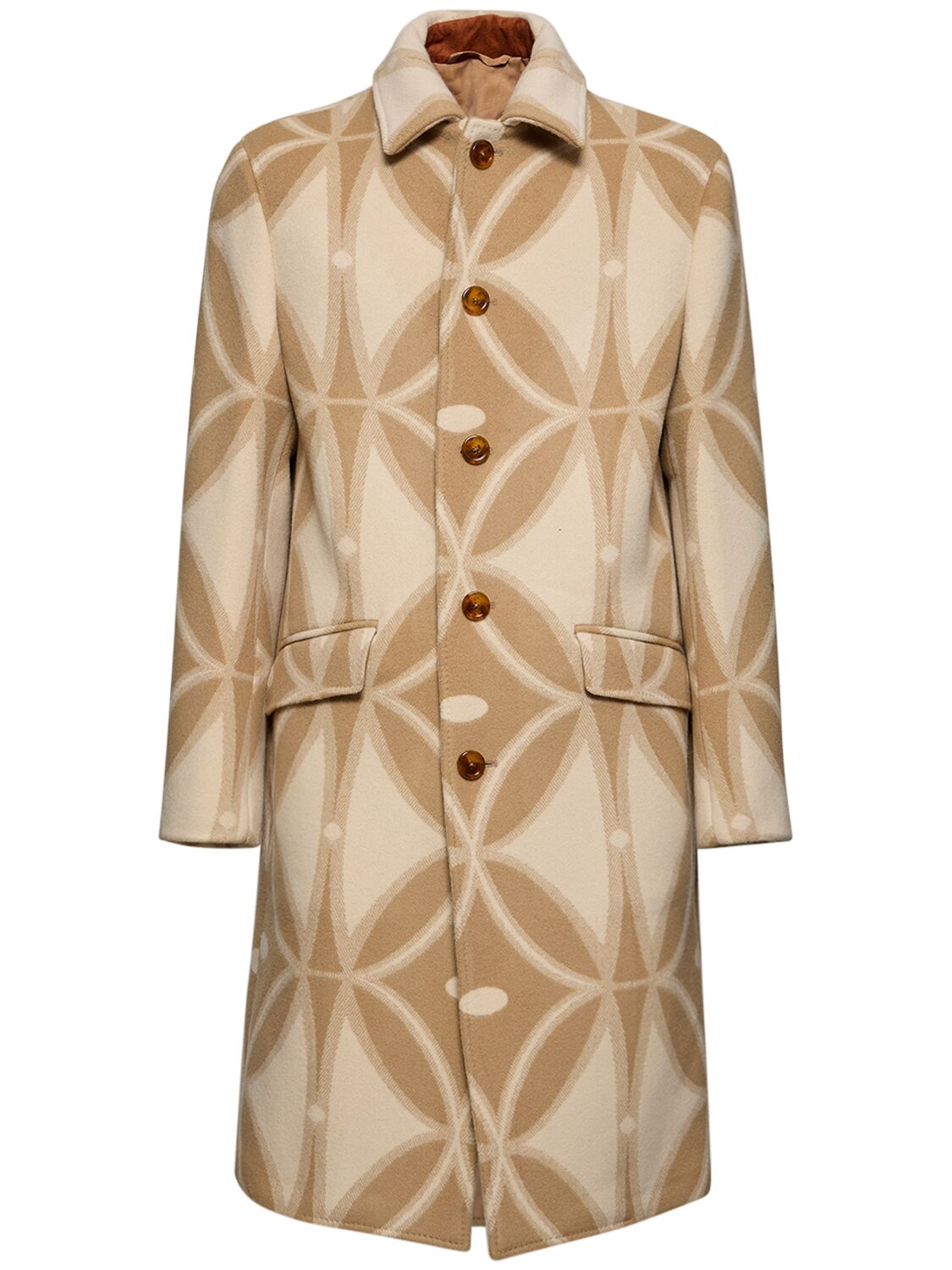 Etro Wool Single Breasted Coat In Neutral