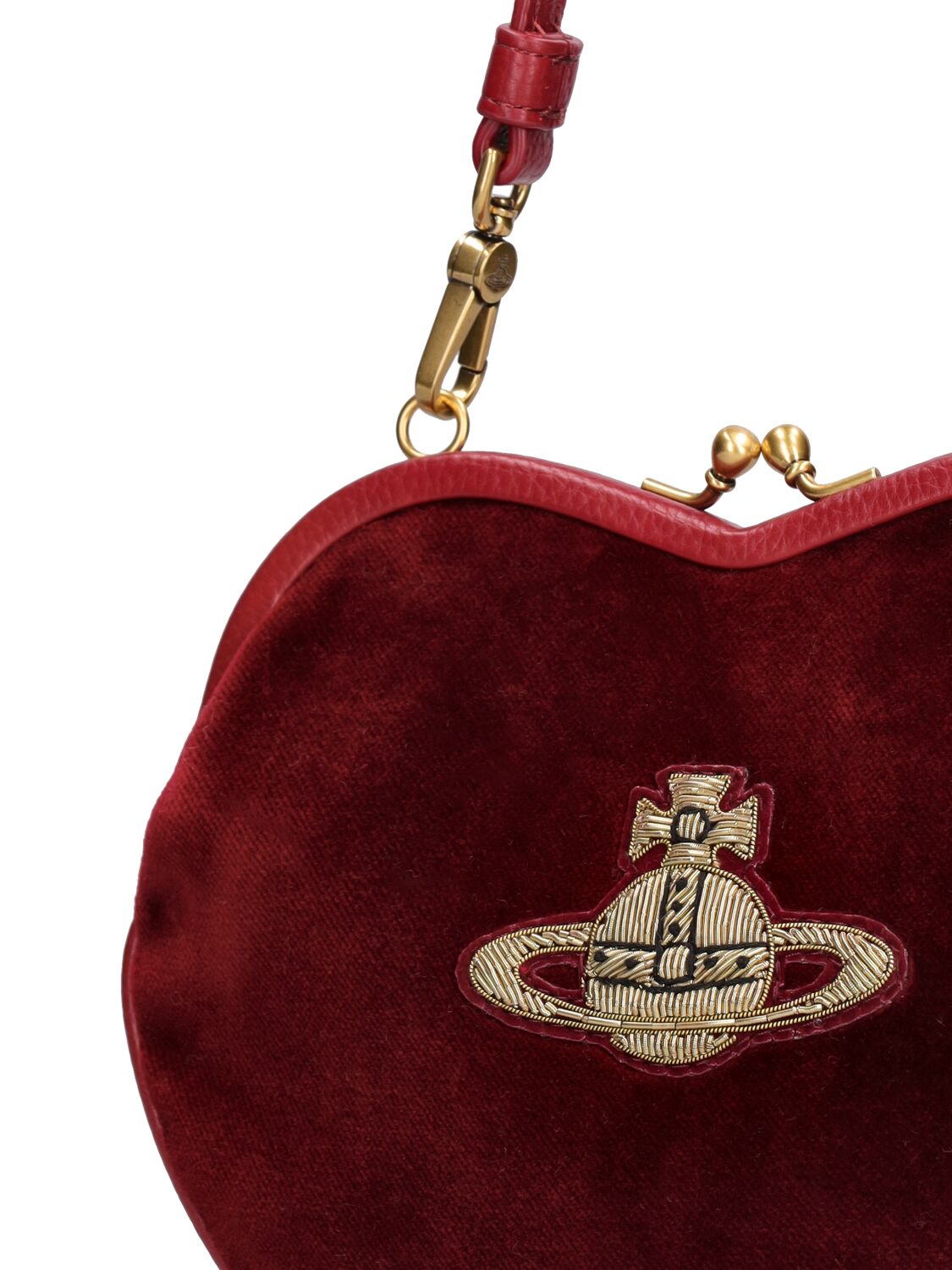 Vivienne Westwood Belle Heart Frame Top Handle Bag In Burgundy