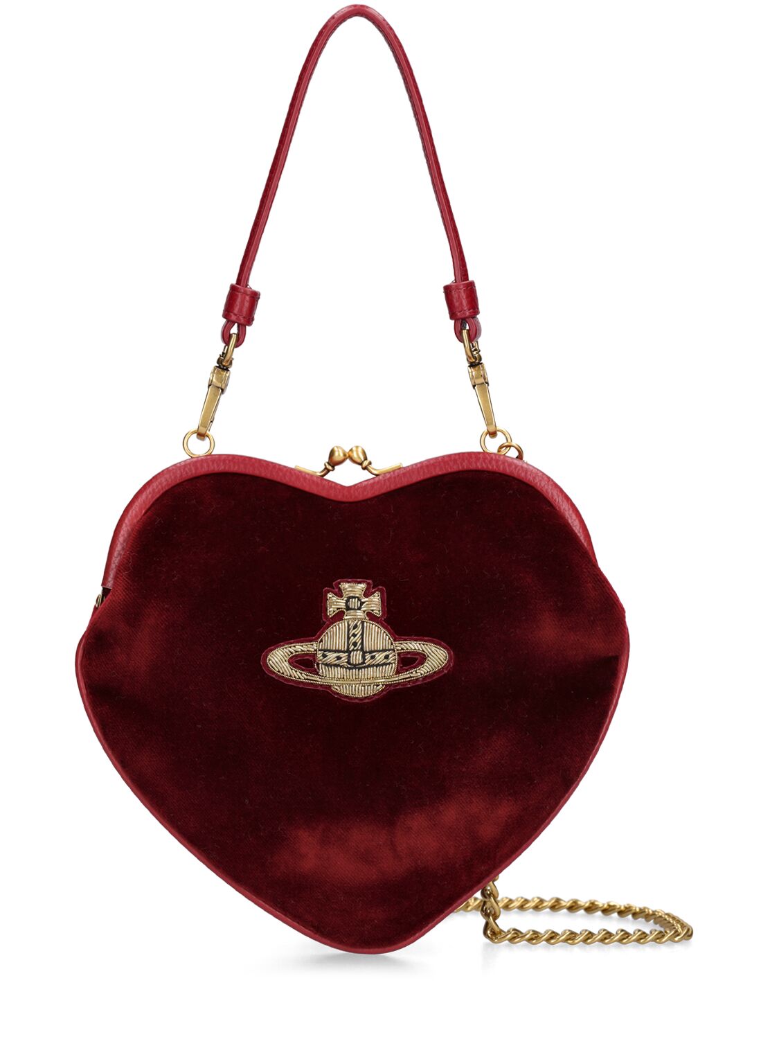 Belle Heart Frame Top Handle Bag In Burgundy