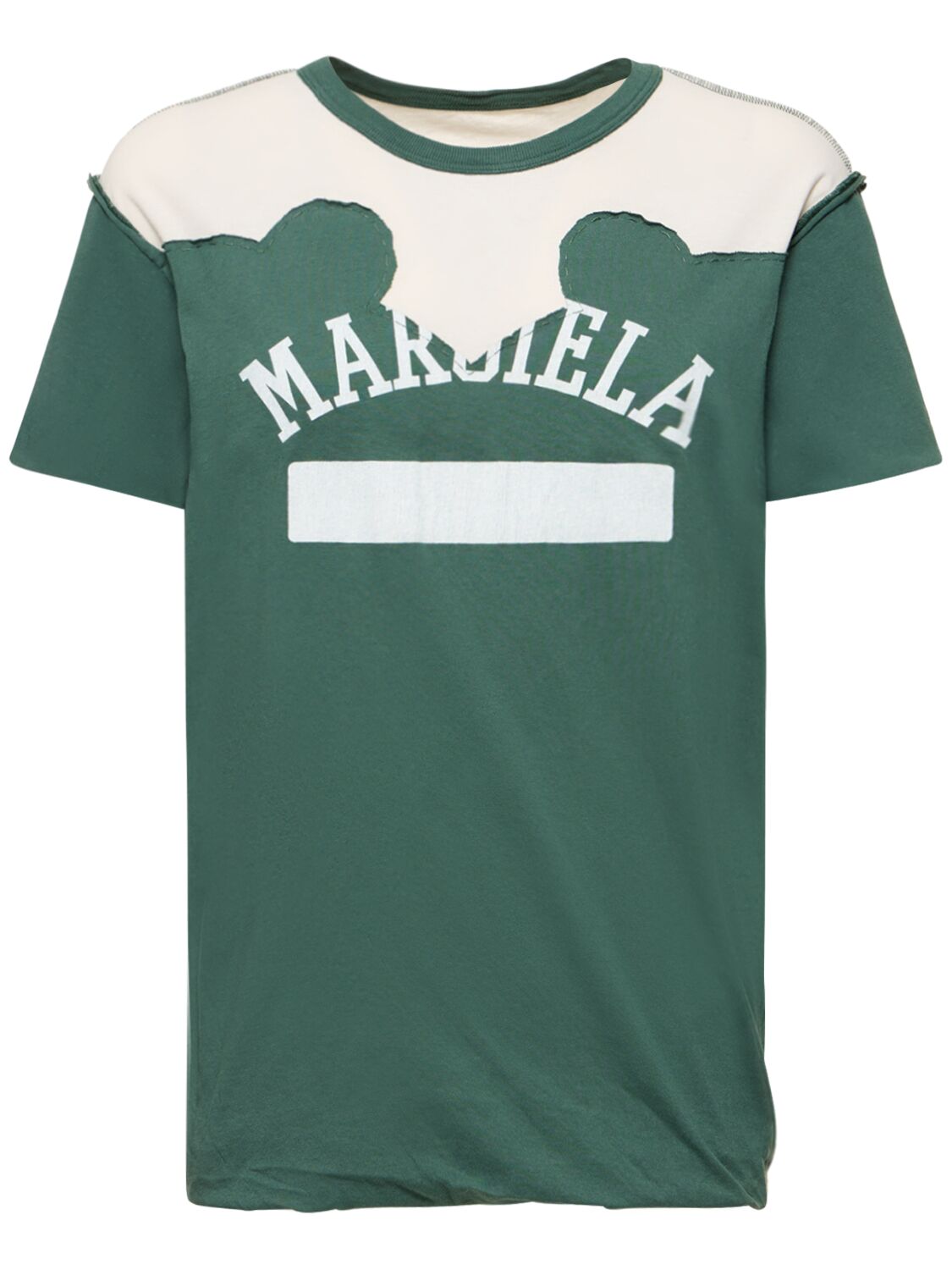 Maison Margiela Logo印花平纹针织t恤 In Green