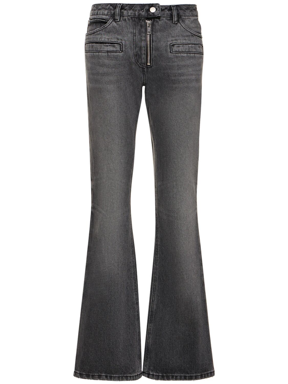 Image of Zipped Denim Bootcut Jeans