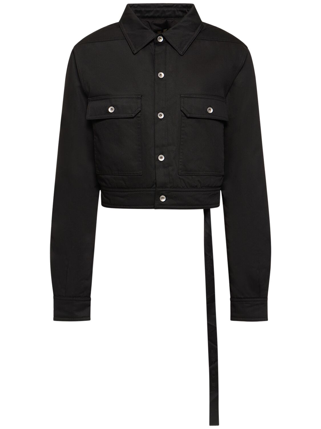 Rick Owens Cape-sleeved Cotton Drill Crop Jacket In Black