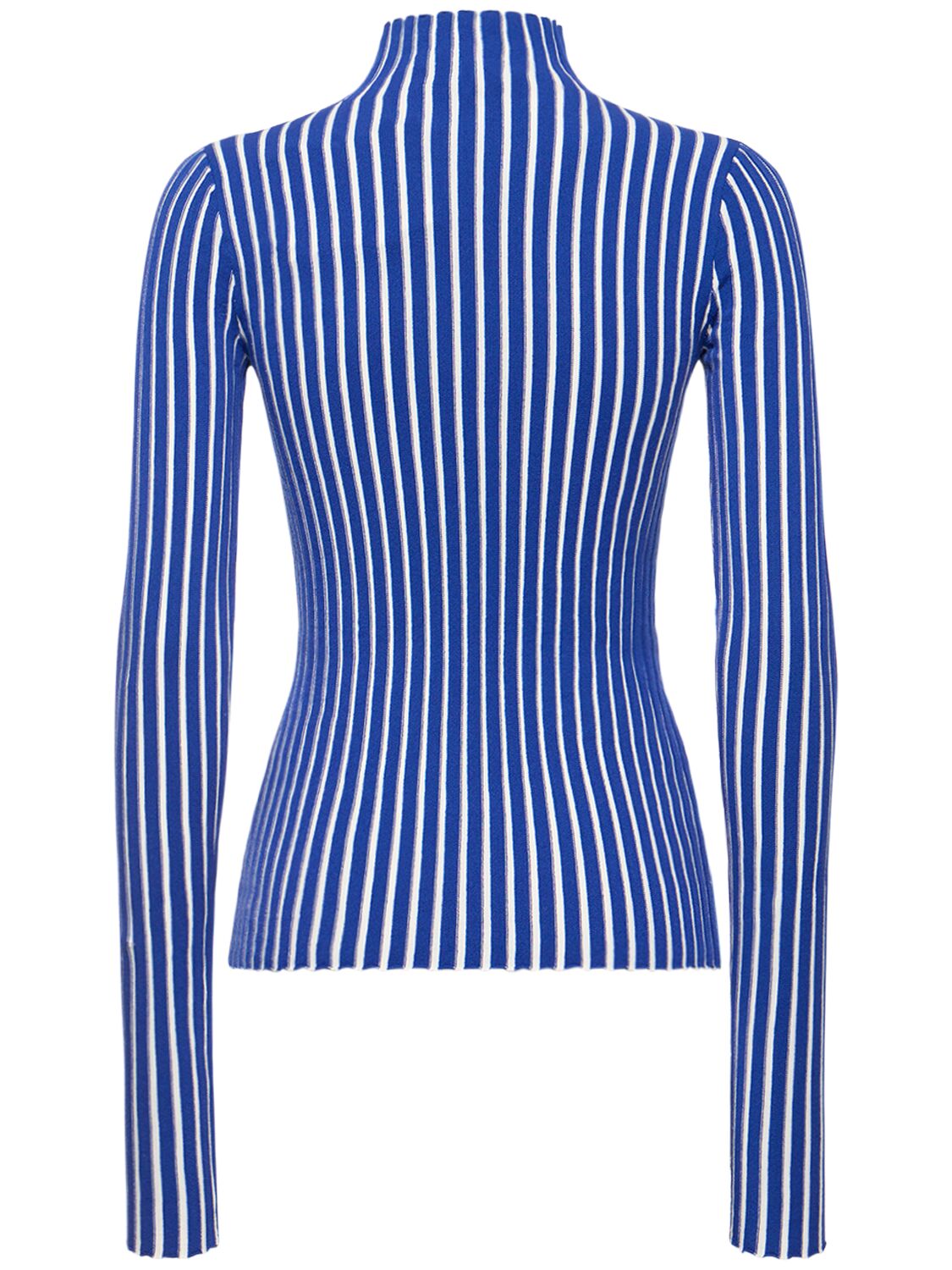 Shop Interior The Ridley Cotton Blend Knitted Top In Cobalt,white