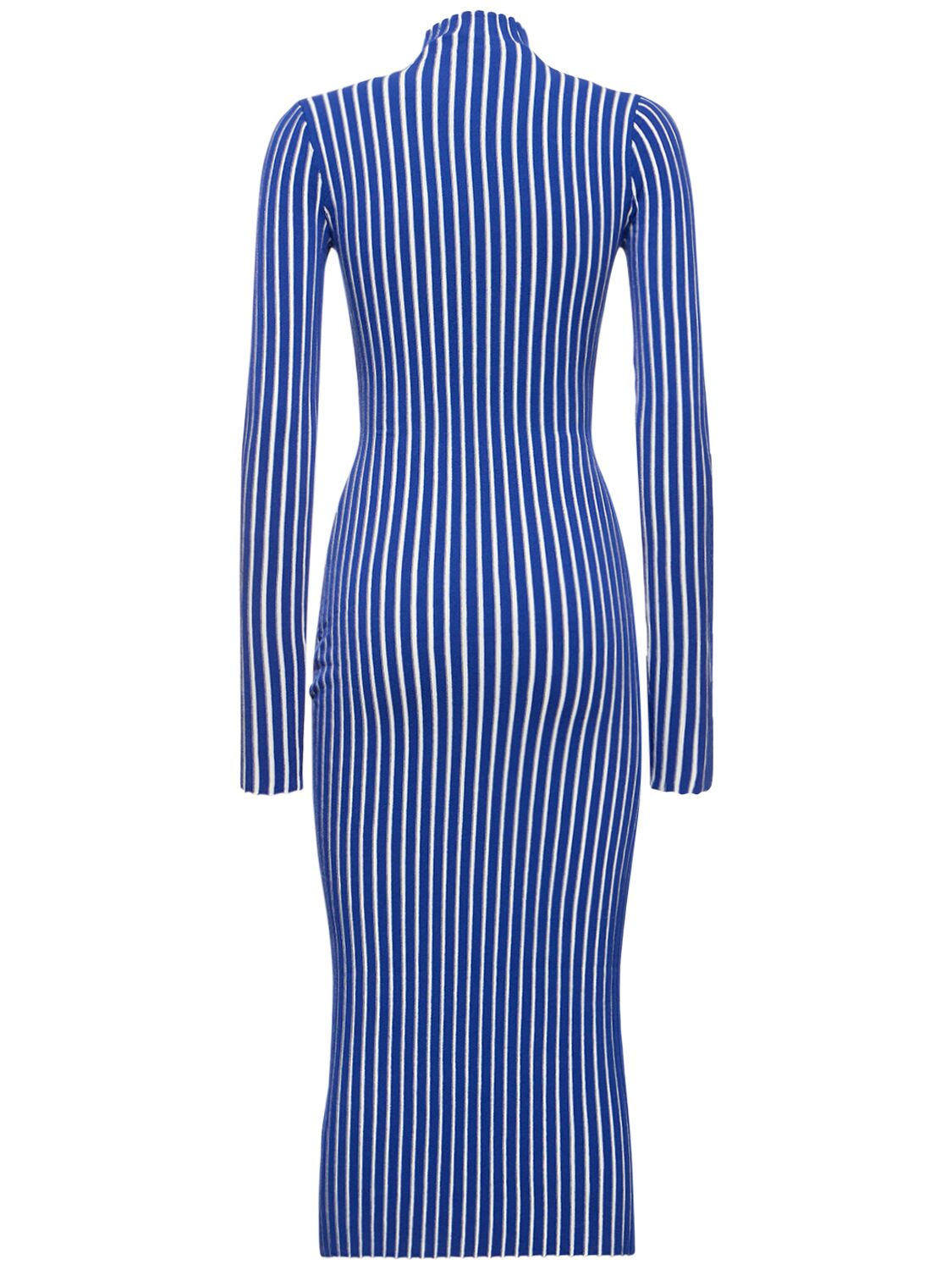 Interior The Ridley Cotton Blend Knit Midi Dress In White,blue