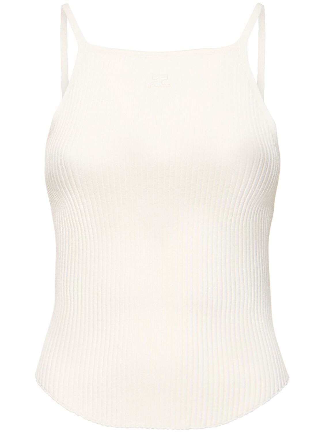 Courrèges Holistic Ribbed Viscose Knit Tank Top In Lime_stone