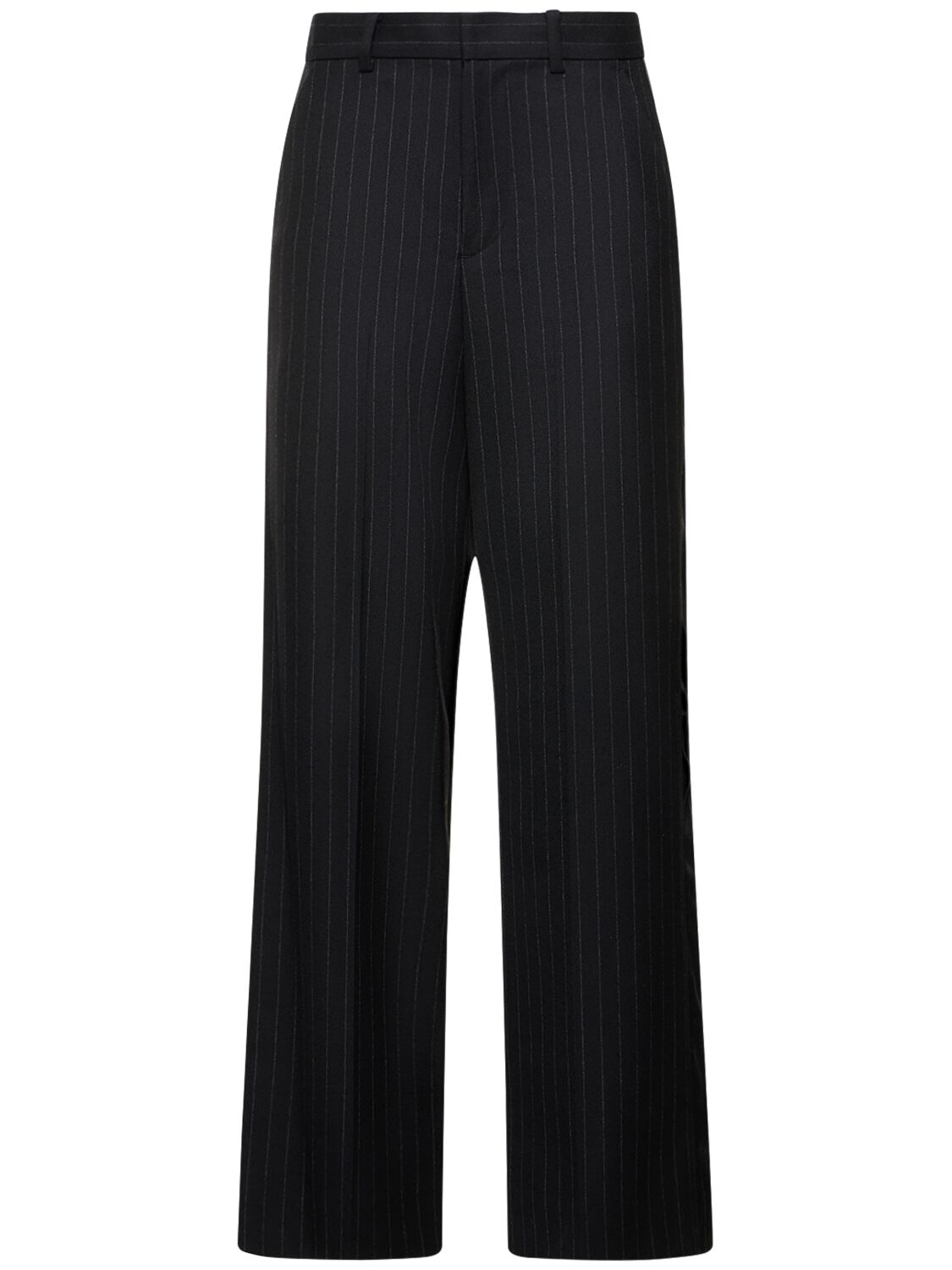 Shop Sacai Pinstriped Serge Cuffed Straight Pants In Black