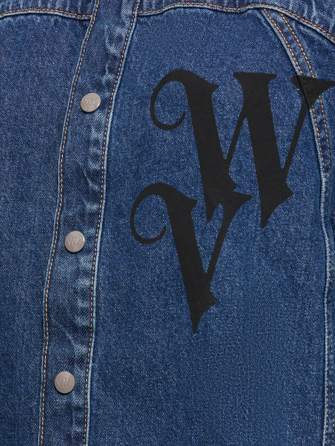 Shop Vivienne Westwood Logo Printed Cotton Denim Overshirt