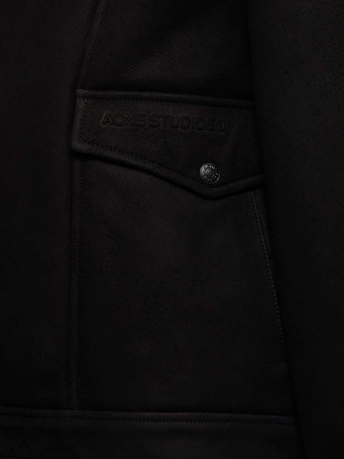 Shop Acne Studios Liana Distressed Shearling Jacket In Black