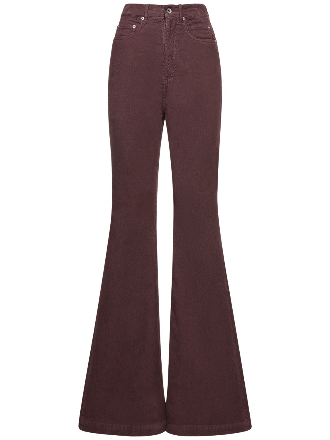 Rick Owens Bolan High Rise Flared Corduroy Trousers In Purple