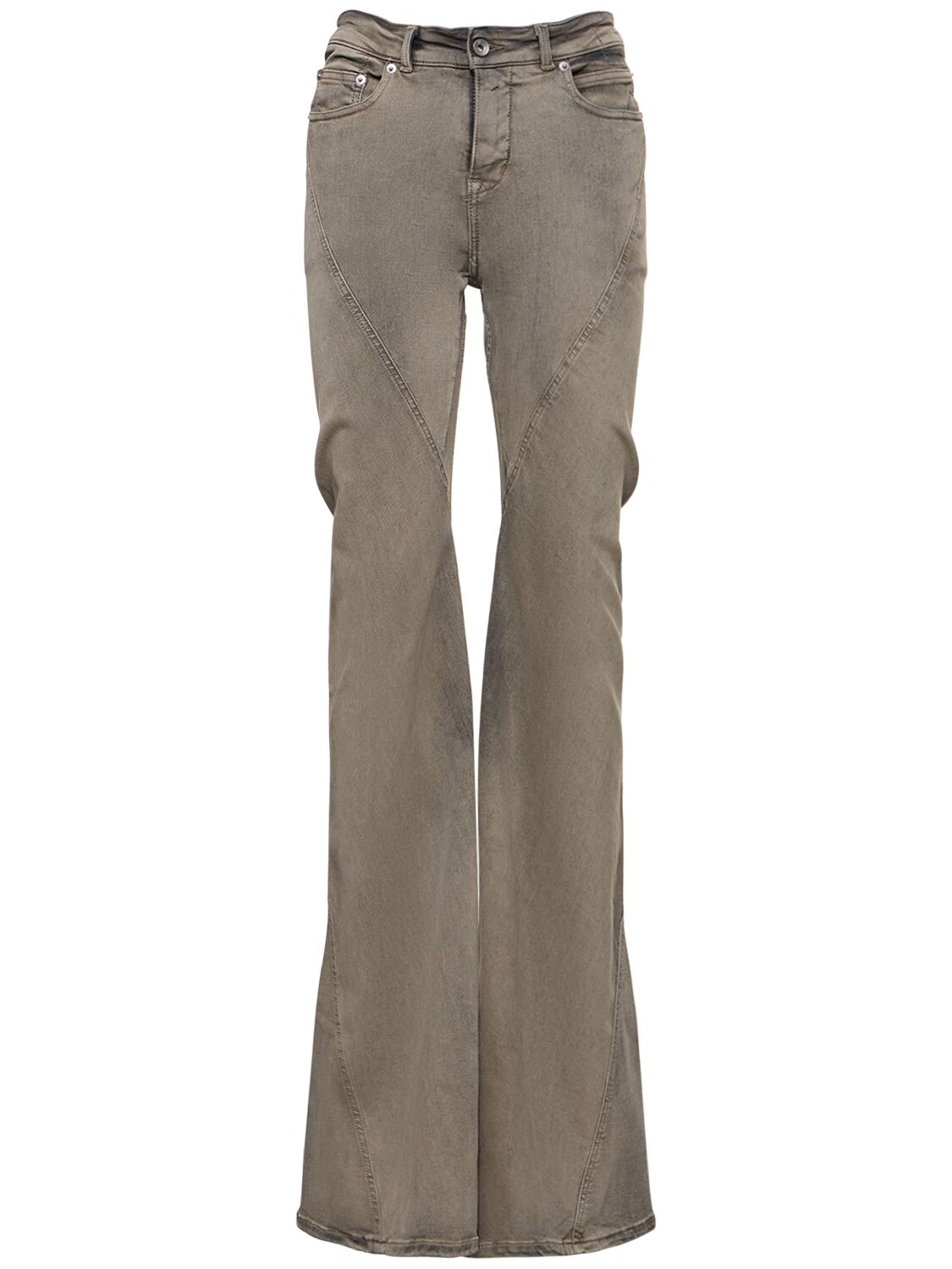 Image of Bias Denim Mid Rise Flared Jeans