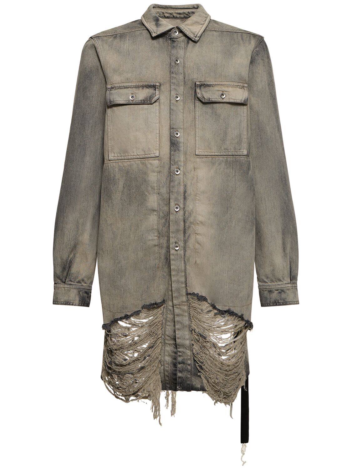 Rick Owens Drkshdw Outershirt流苏牛仔夹克 In Mineral