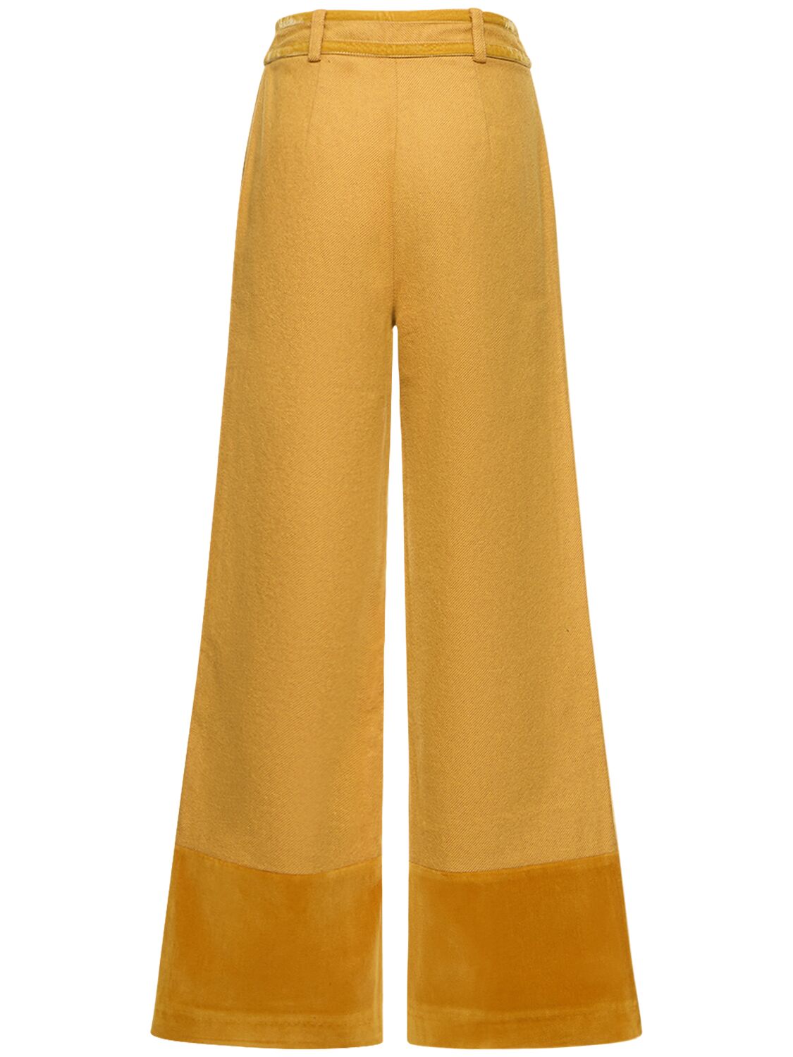 Shop Maria De La Orden Romeo Wide Pants W/ Velvet Inserts In Yellow