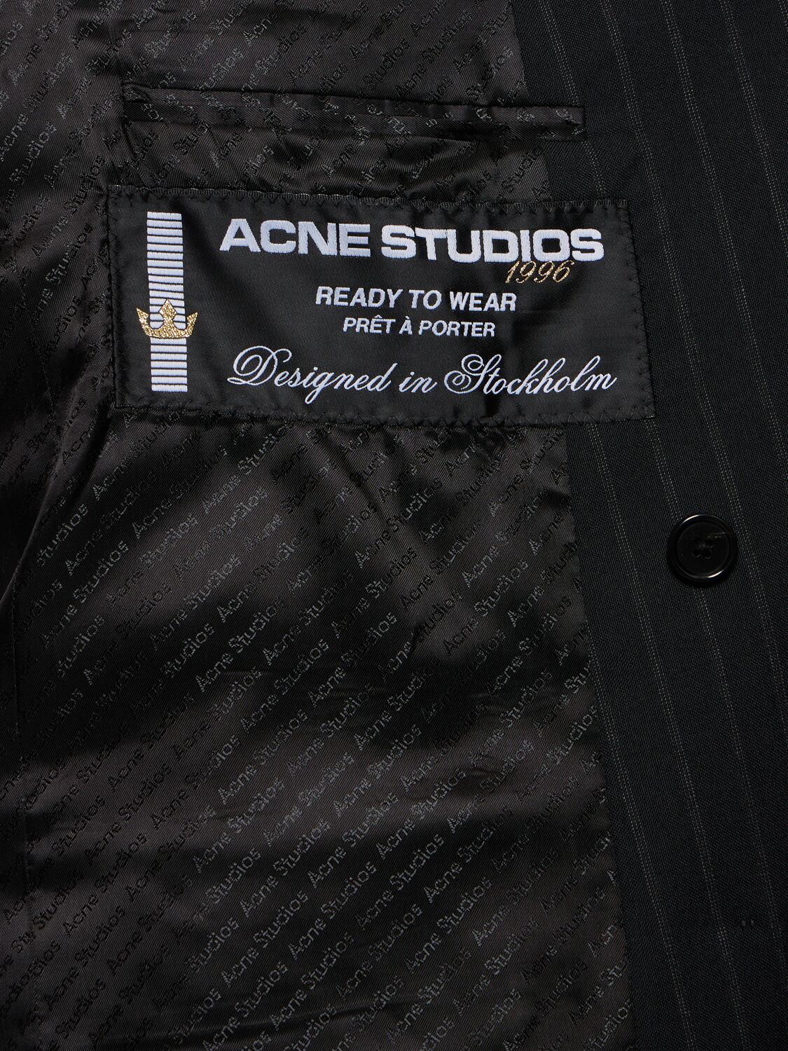 Shop Acne Studios Junit Pinstripe Suit Blazer In Black,grey