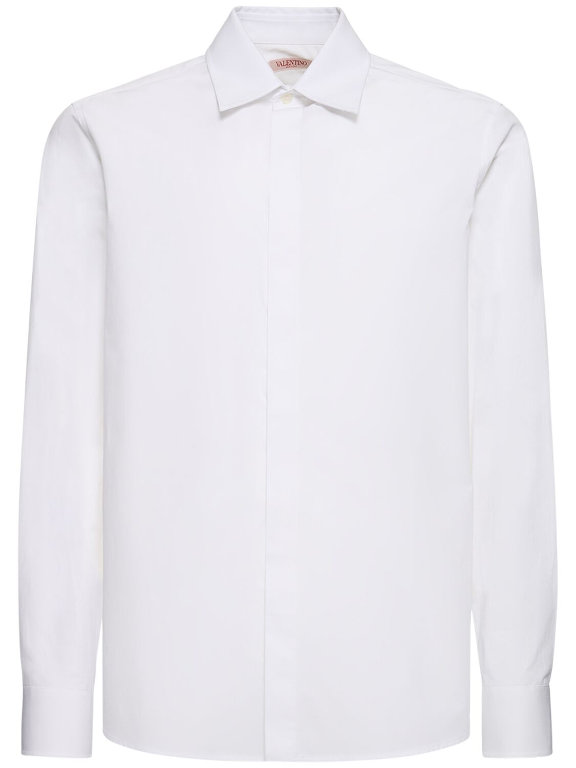 Shop Valentino Long Sleeved Cotton Shirt In 0bo