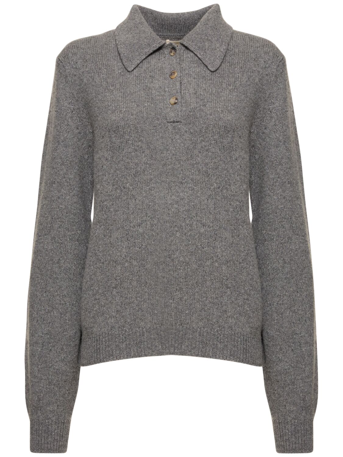 Shop Khaite Joey Cashmere Polo Sweater In Grey