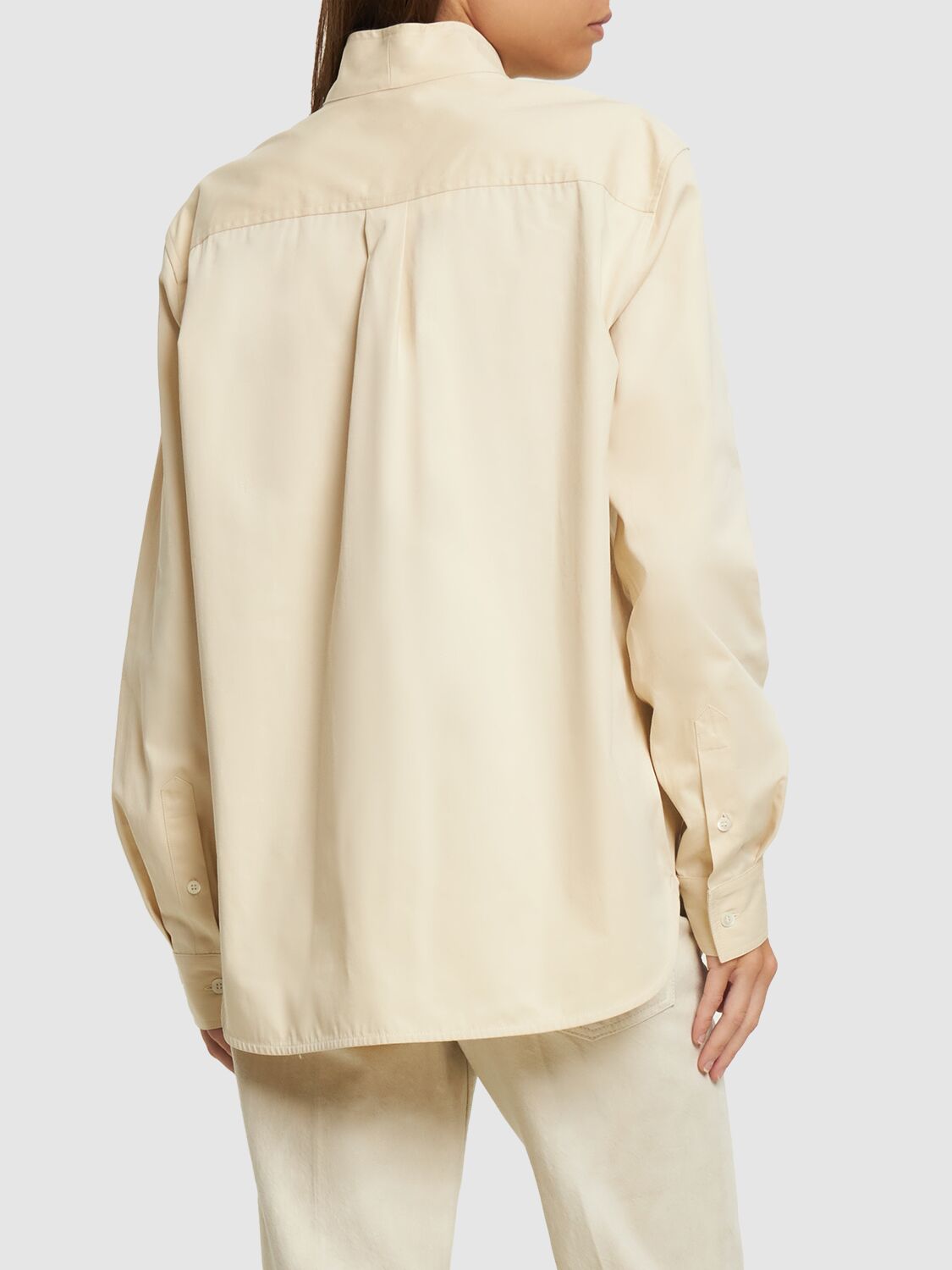 Shop Totême Overlay Cotton Shirt In 화이트