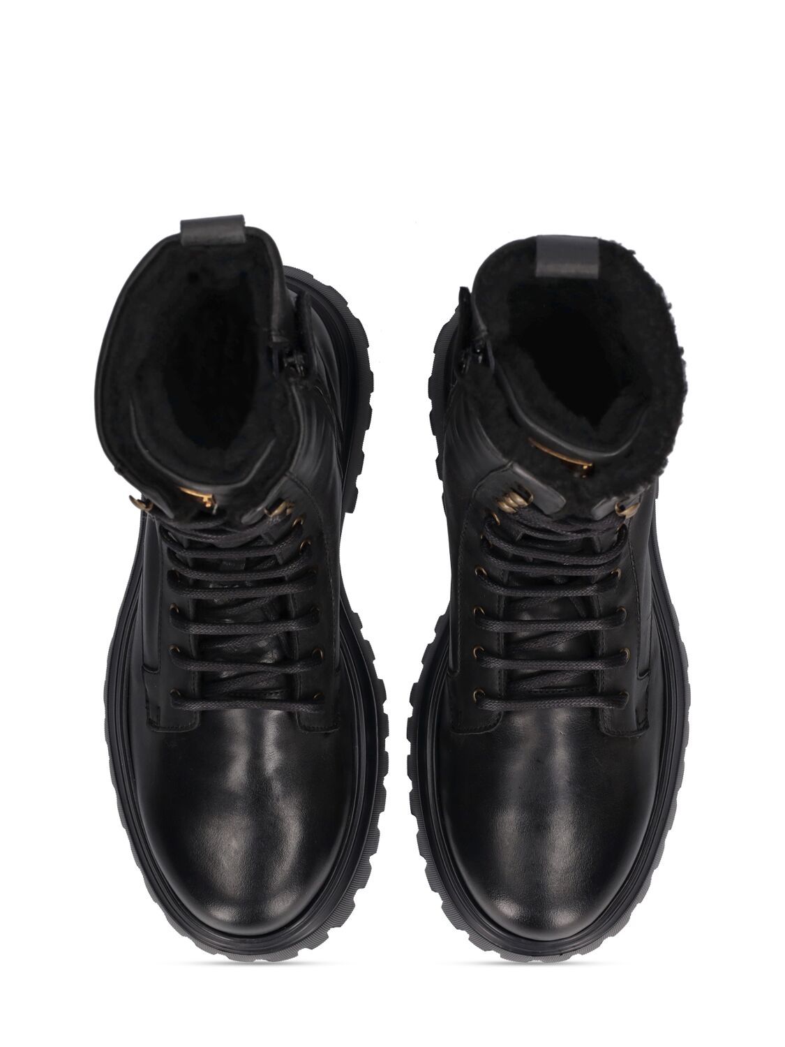 Shop Dolce & Gabbana Leather Combat Boots In Black