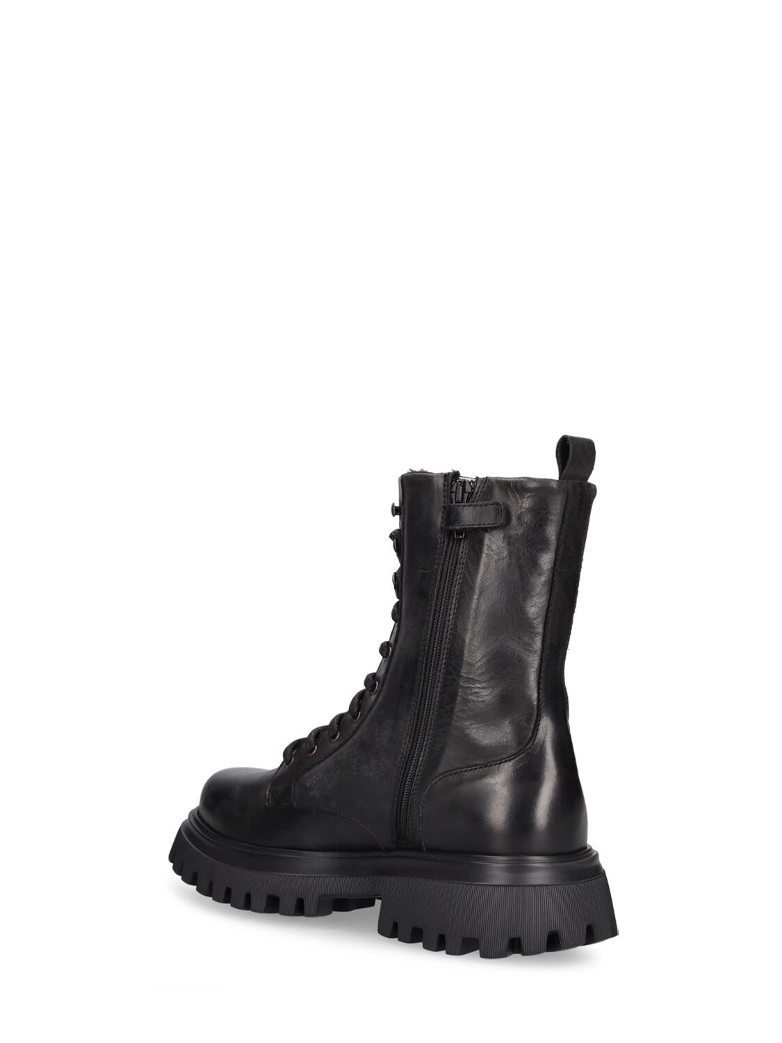 Dolce & Gabbana Leather Combat Boots In Black