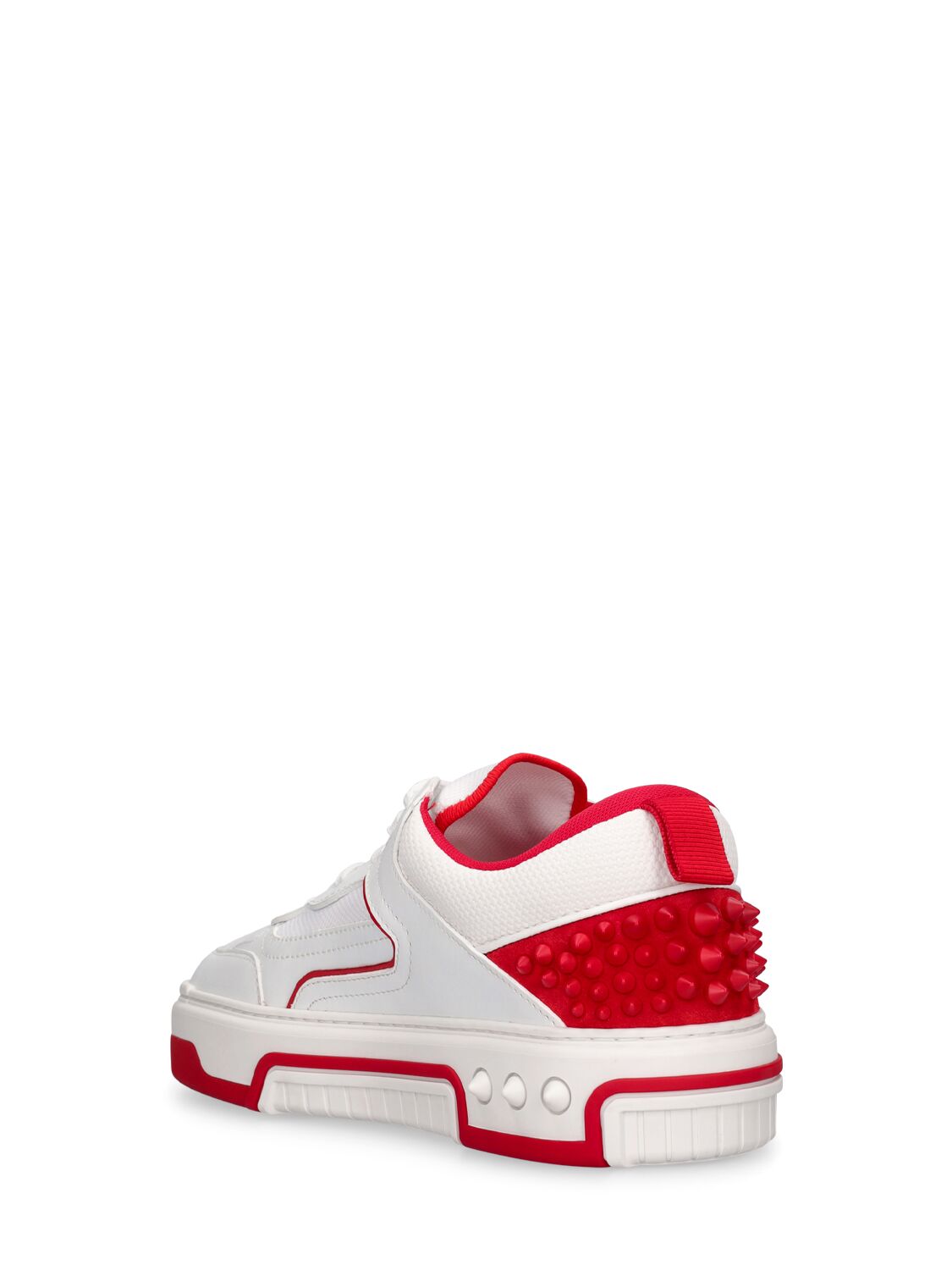 Shop Christian Louboutin Astroloubi Leather Low Top Sneakers In White,red