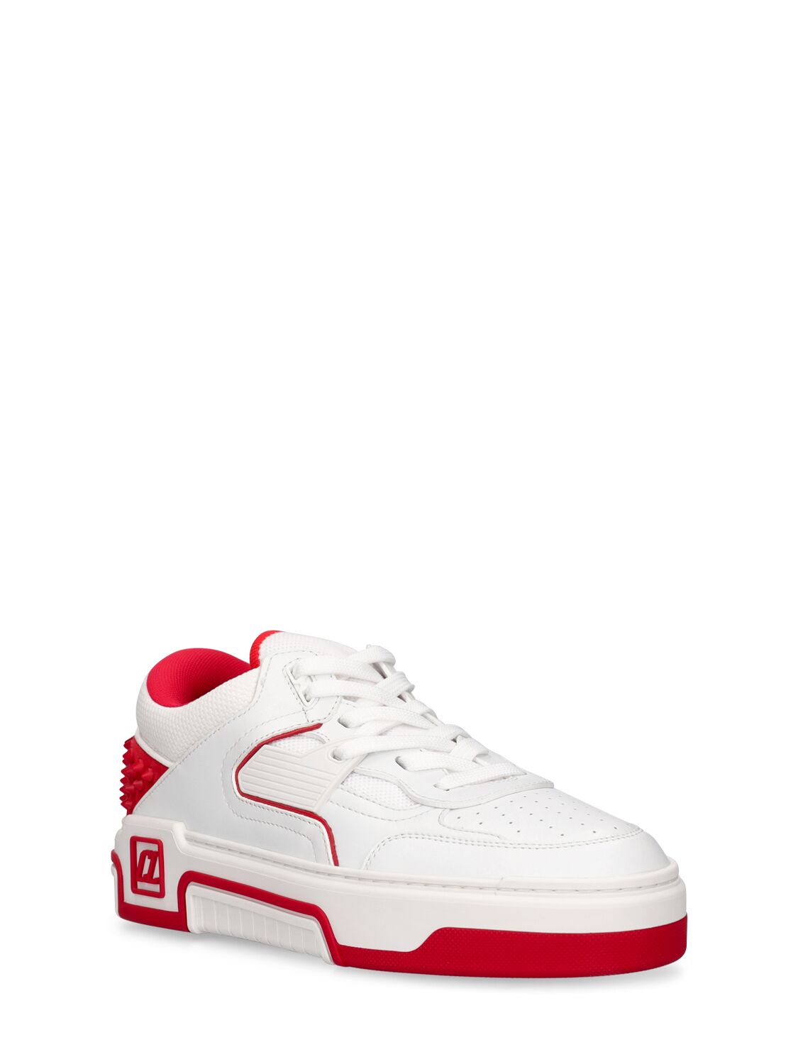 Shop Christian Louboutin Astroloubi Leather Low Top Sneakers In White,red