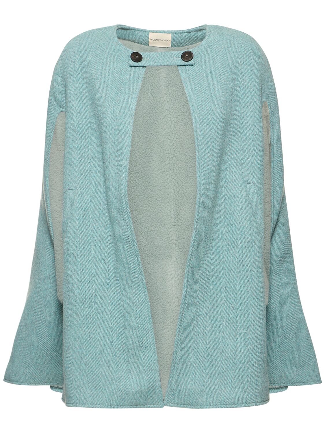 Maria De La Orden Snow Tweed Short Cape Coat In Light Blue