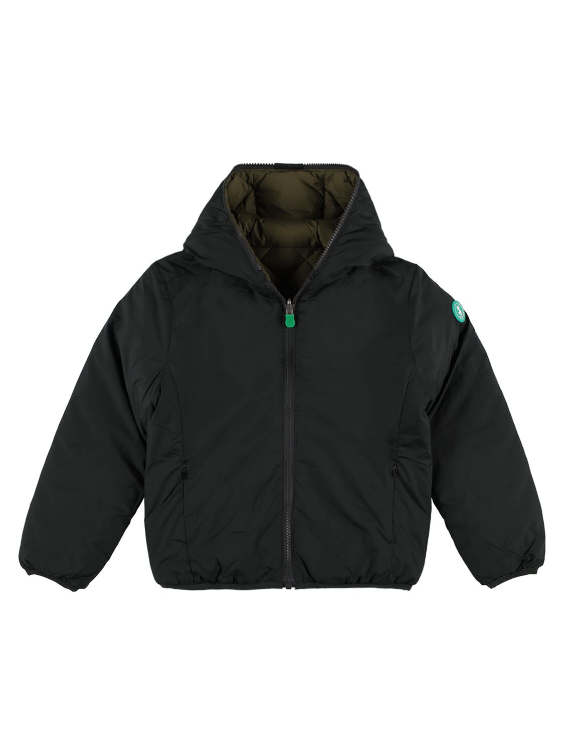 Save The Duck Kids' Reversible Nylon Puffer Jacket In Forest Green