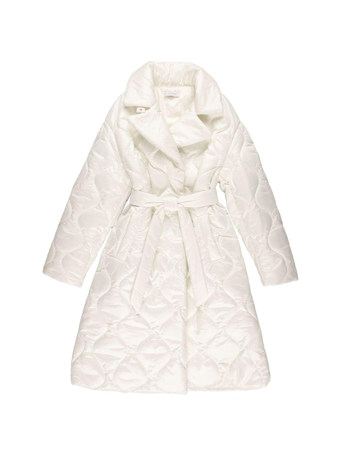 Monnalisa Kids'   Quilted Technical Fabric Coat In Cream